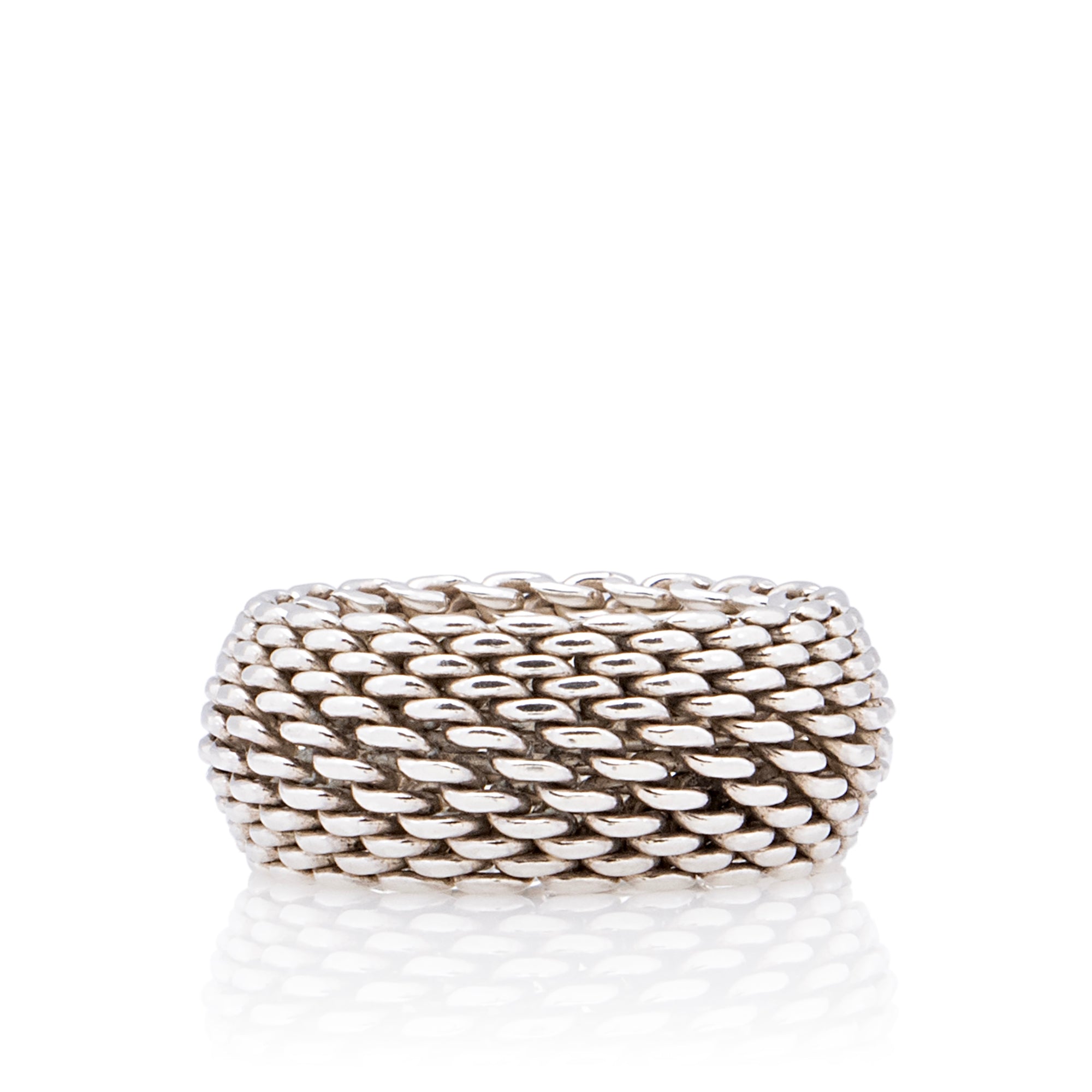 Tiffany & Co. Sterling Silver Wide Somerset Mesh Ring - Size 7 1/2 (SHF-4xSlRM)