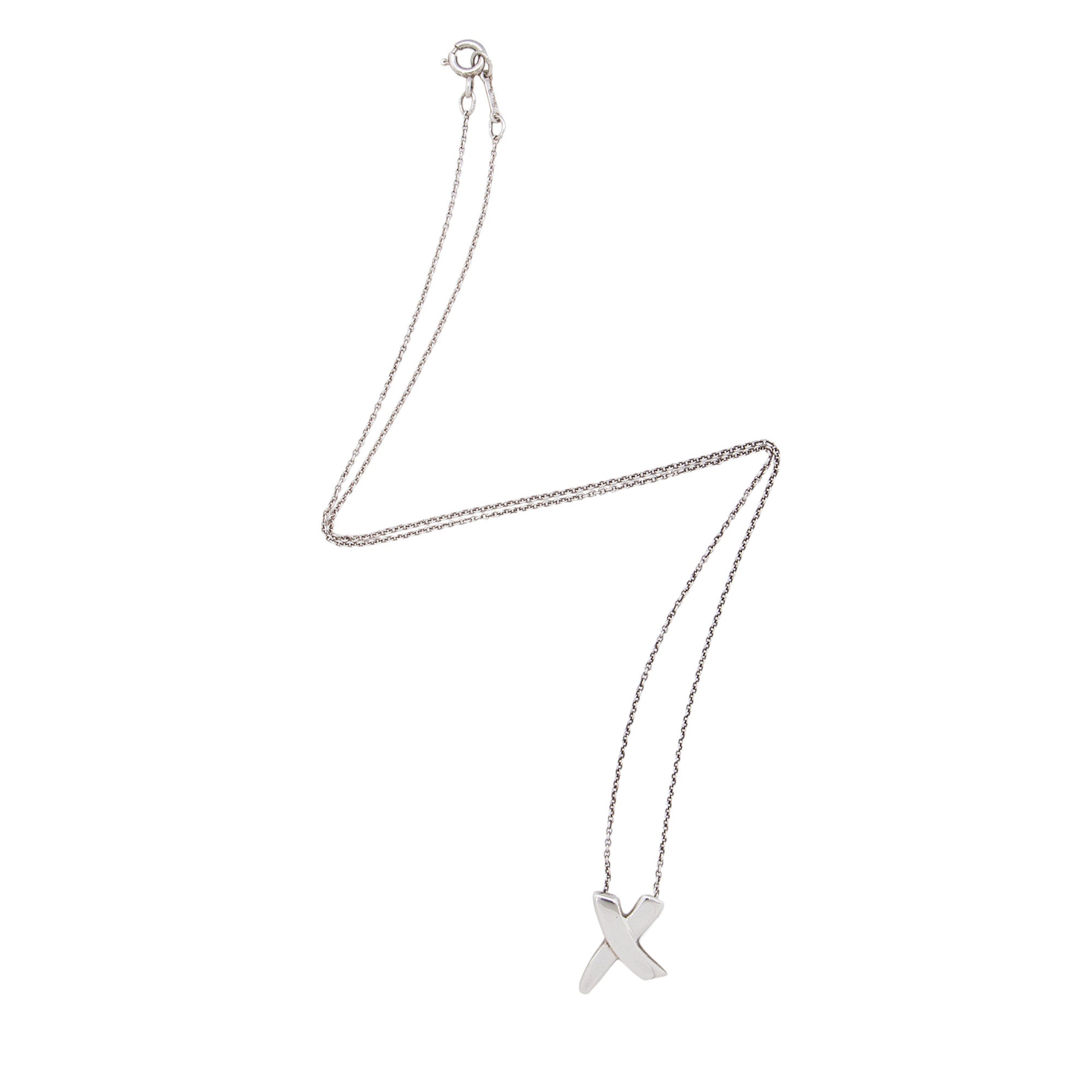 Tiffany & Co.Paloma Picasso Sterling Silver Graffiti X Necklace (SHF-emt9Oy)