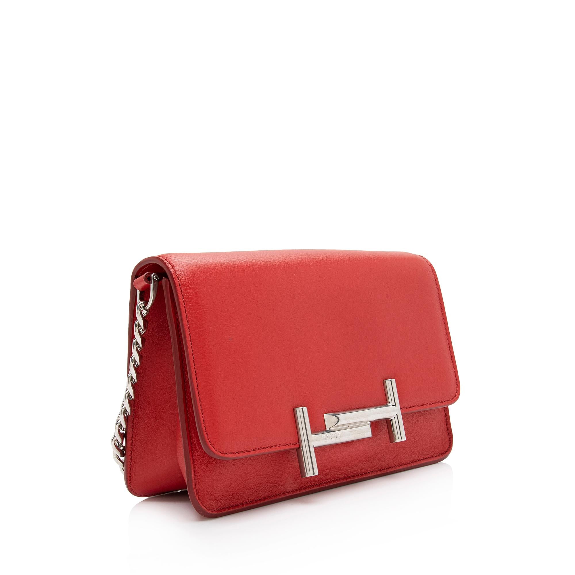 Tod's Leather Double T Chain Flap Bag (SHF-HZjYaX)