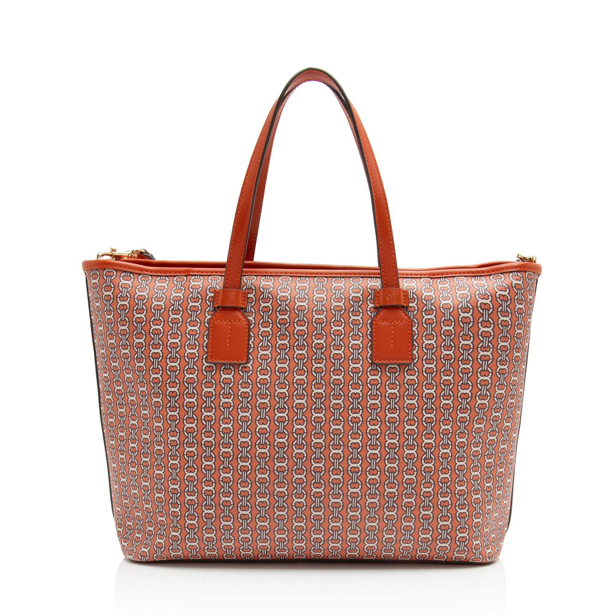Tory Burch Coated Canvas Gemini Link Small Tote (SHF-eqWAGD)