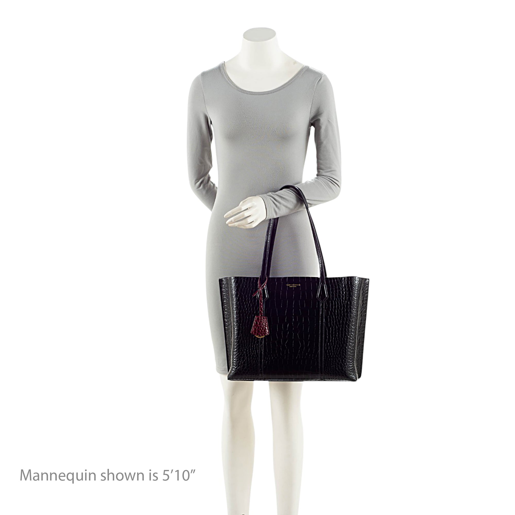 Tory Burch Croc Embossed Leather Perry Triple Compartment Tote
