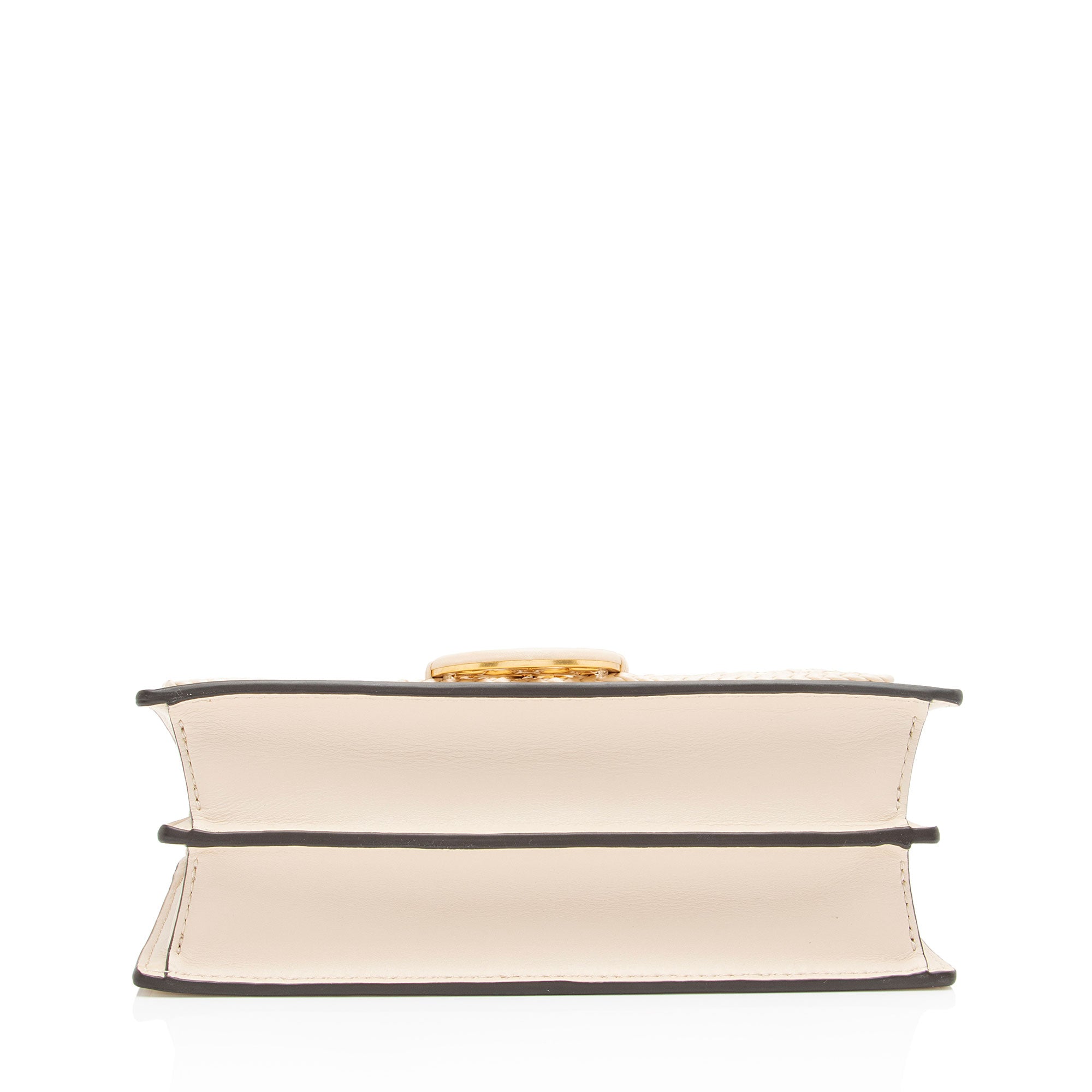 Tory Burch Leather Basket-Weave Small Flap Shoulder Bag (SHF-2WOJ4u)