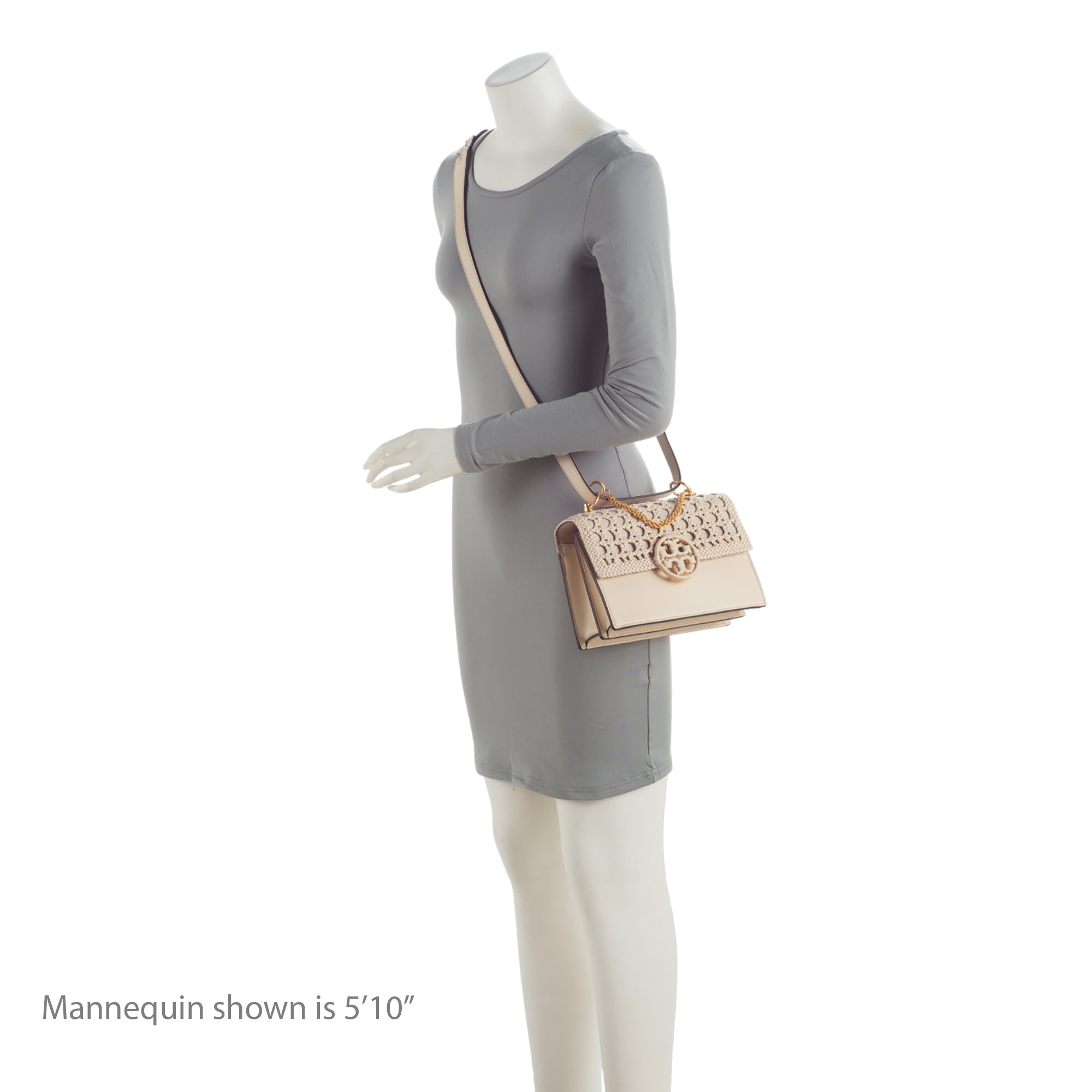 Tory Burch Leather Basket-Weave Small Flap Shoulder Bag (SHF-2WOJ4u)