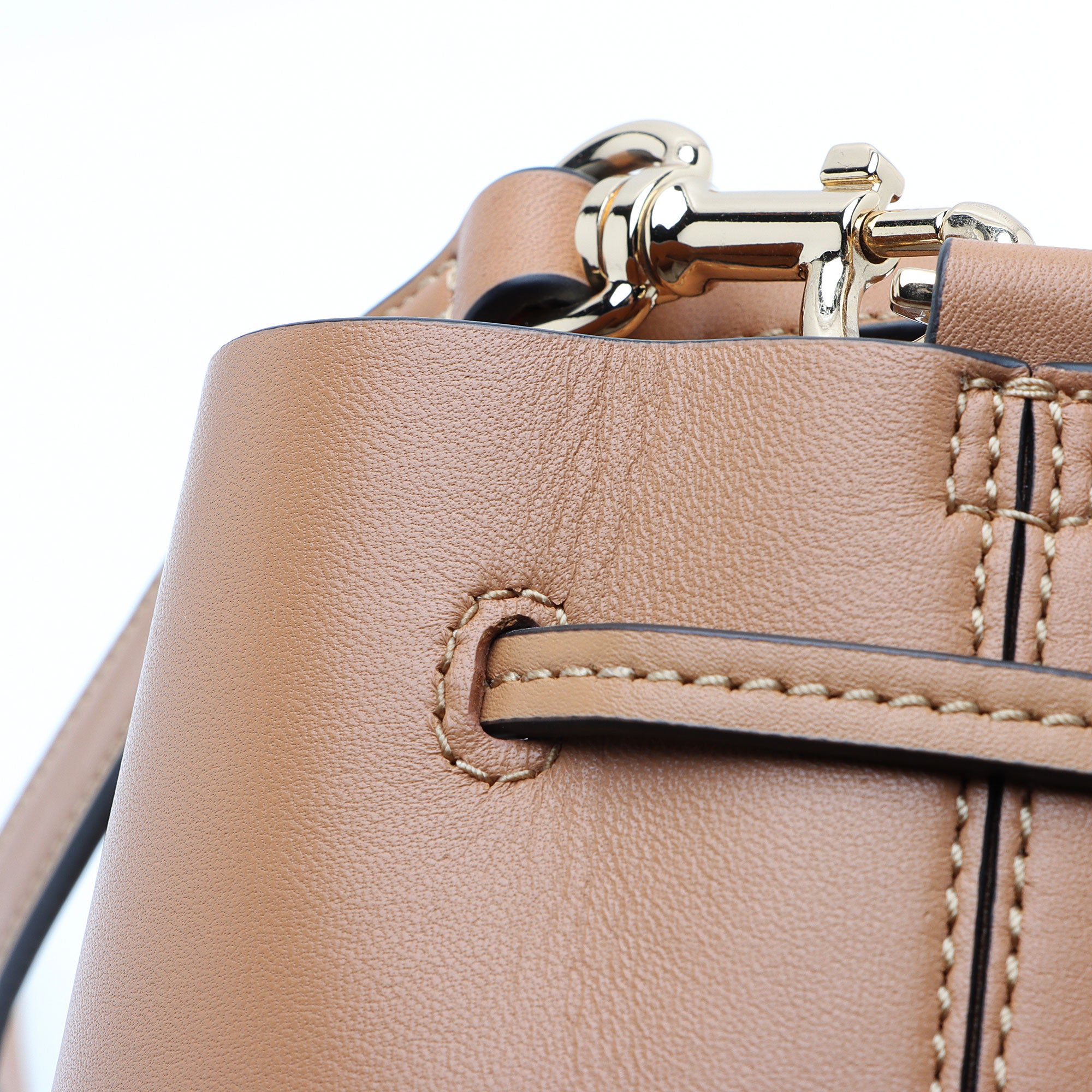 Tory Burch Leather Block T Small Bucket Bag
