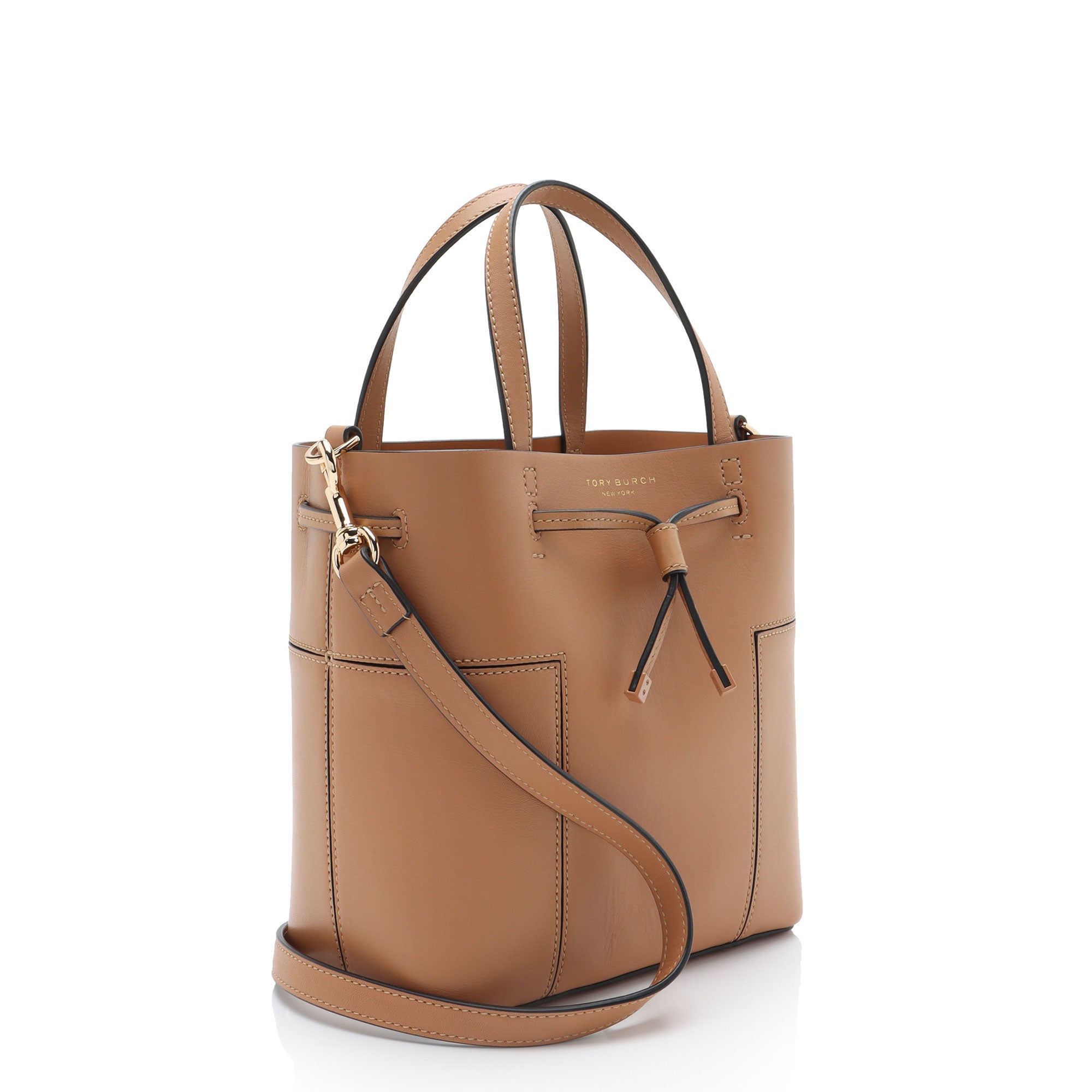 Tory Burch Leather Block T Small Bucket Bag