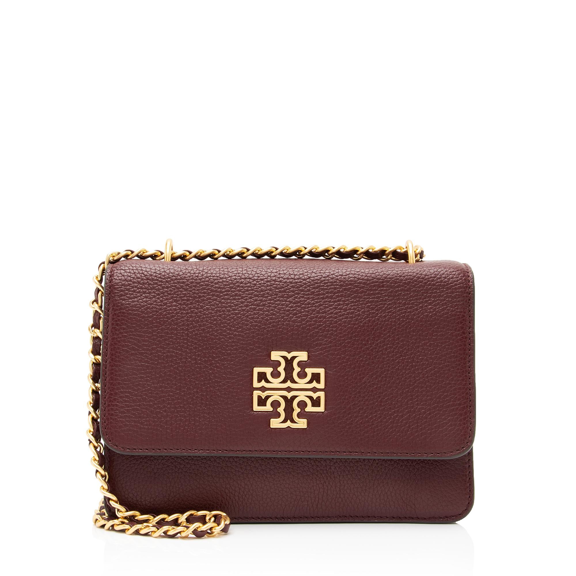 Tory Burch Leather Britten Small Shoulder Bag (SHF-23916)