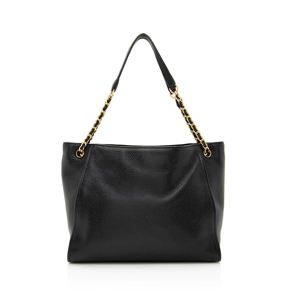 Tory Burch Leather Britten Small Slouchy Tote (SHF-21937)
