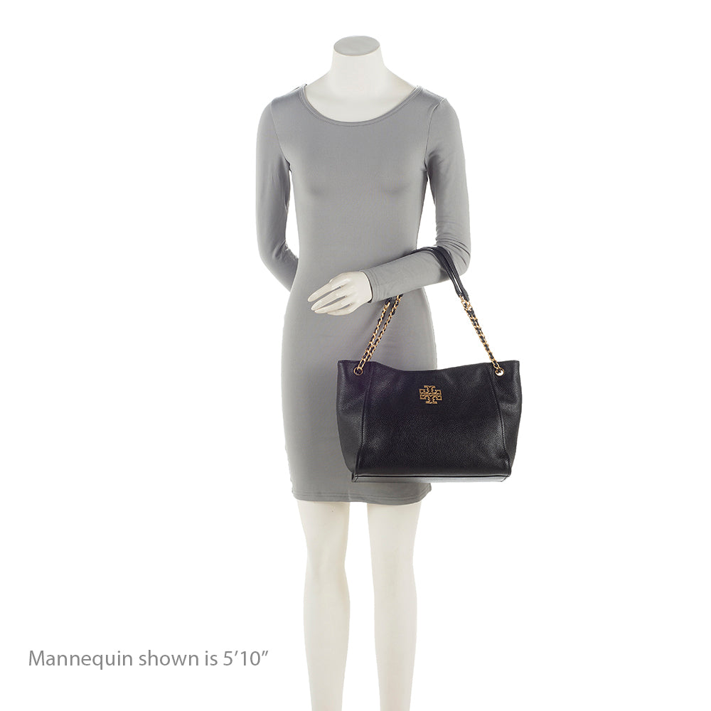 Tory Burch Leather Britten Small Slouchy Tote (SHF-21937)
