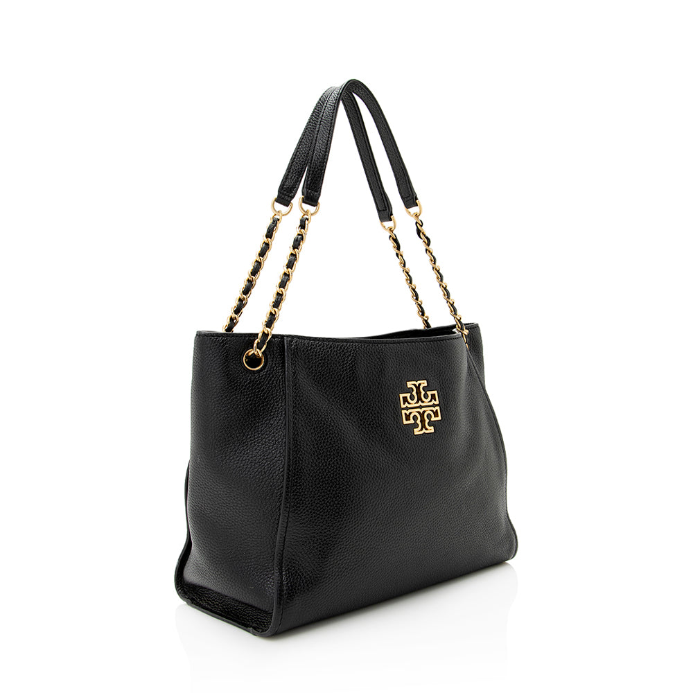 Tory Burch Leather Britten Small Slouchy Tote (SHF-21937)