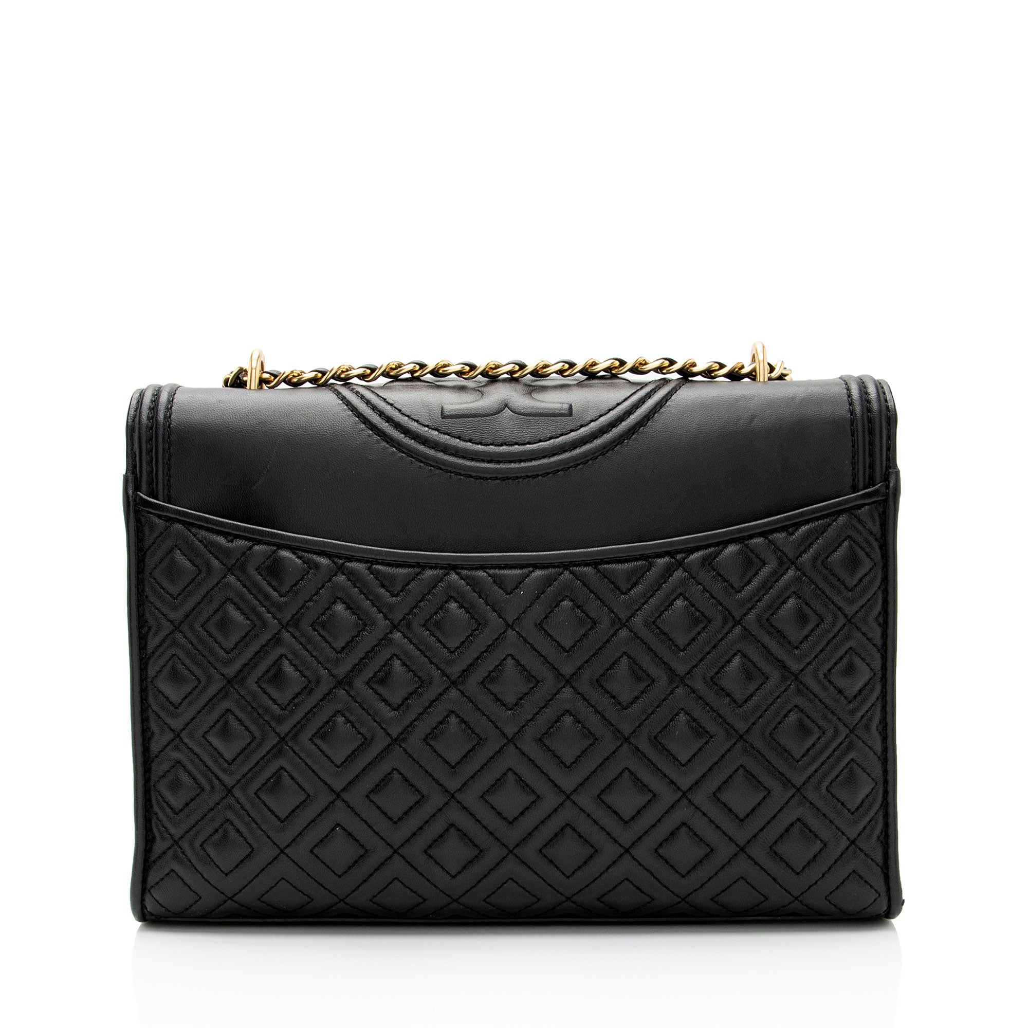 Tory Burch Leather Fleming Convertible Shoulder Bag (SHF-doLek1)