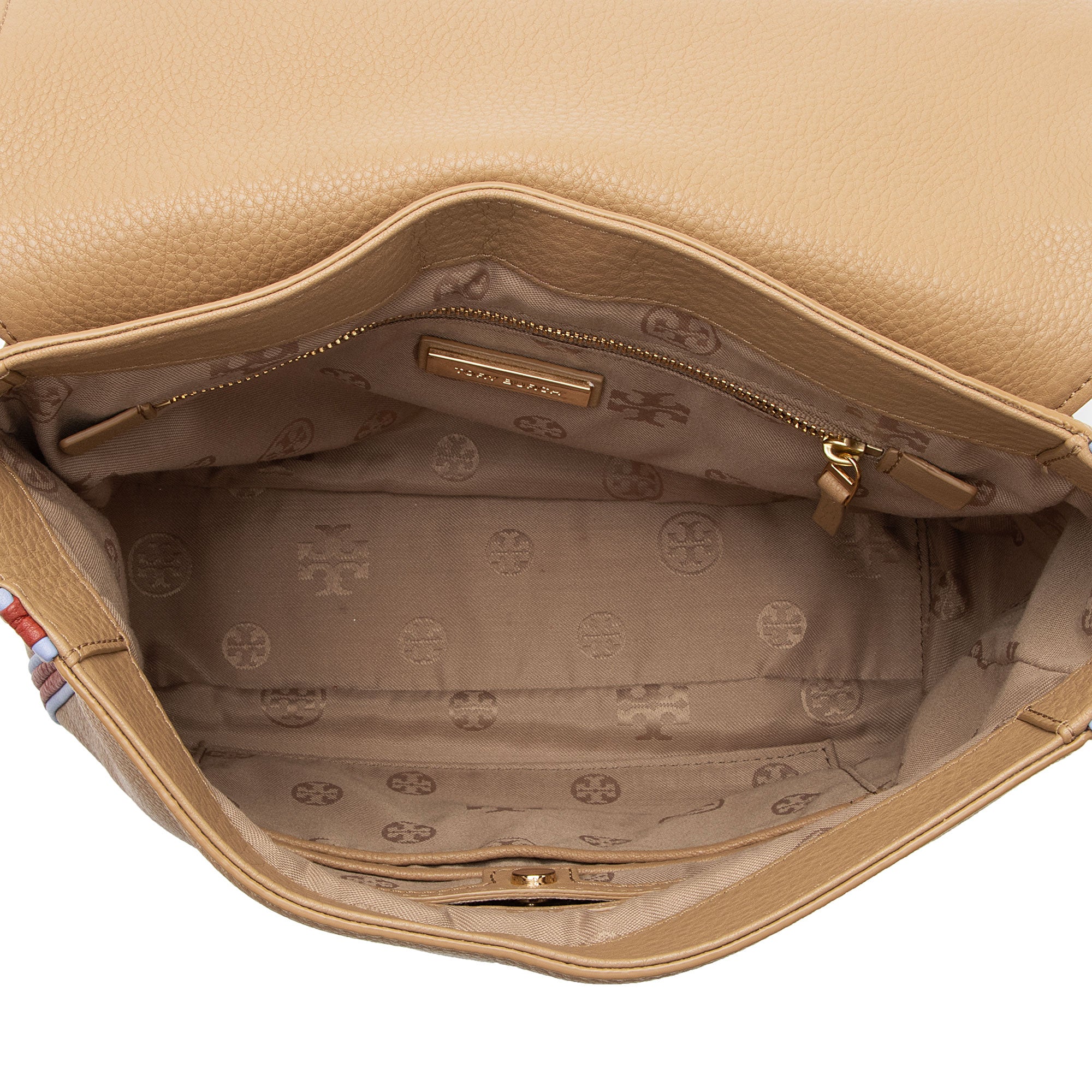 Tory Burch Leather Harper Stripe Messenger (SHF-NhvFOg)