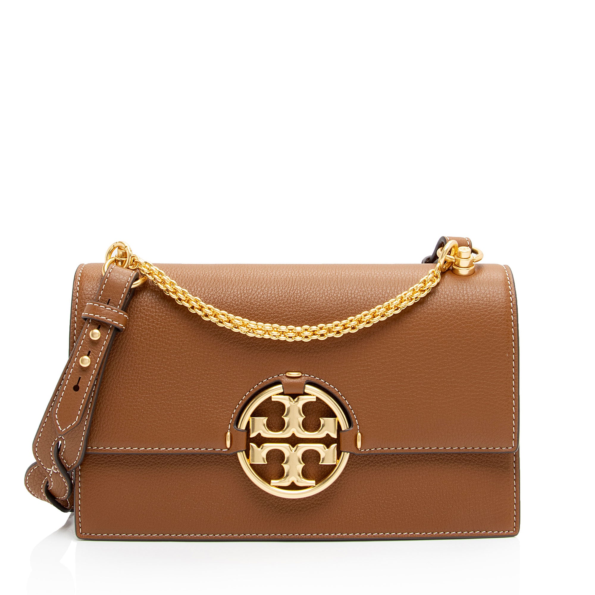 Tory Burch Leather Miller Shoulder Bag (SHF-o3358h)