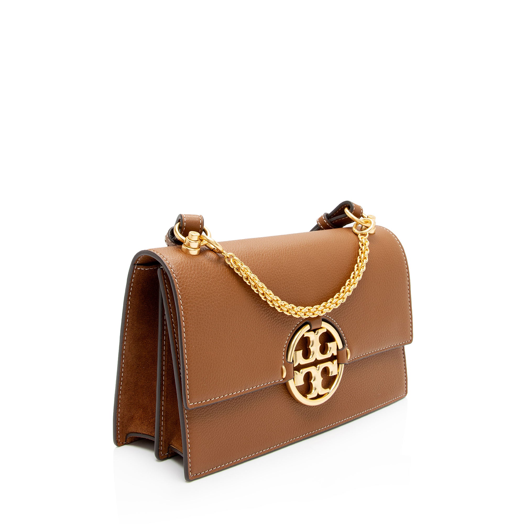 Tory Burch Leather Miller Shoulder Bag (SHF-o3358h)