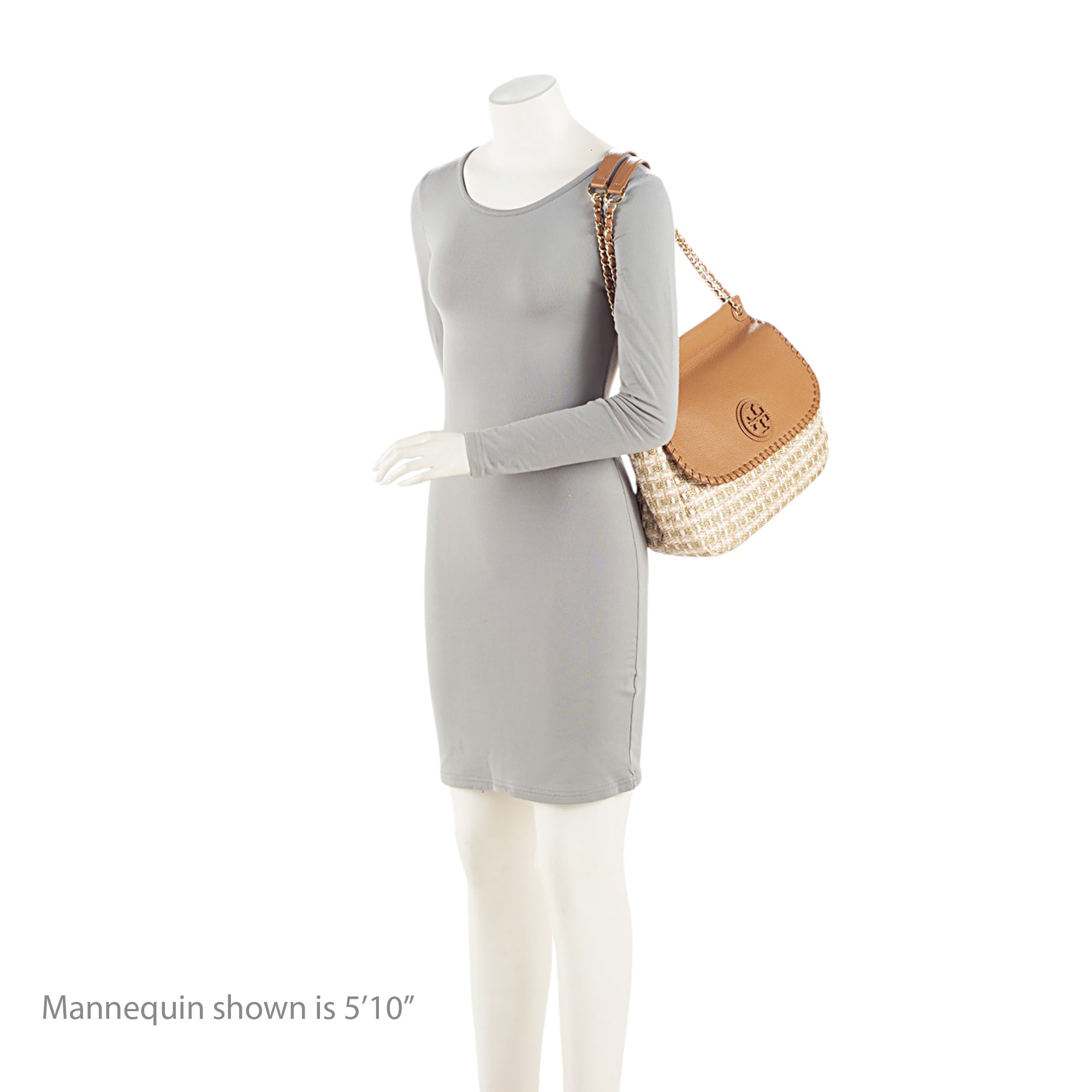 Tory Burch Leather Raffia Marion Saddle Bag (SHF-aUSocw)