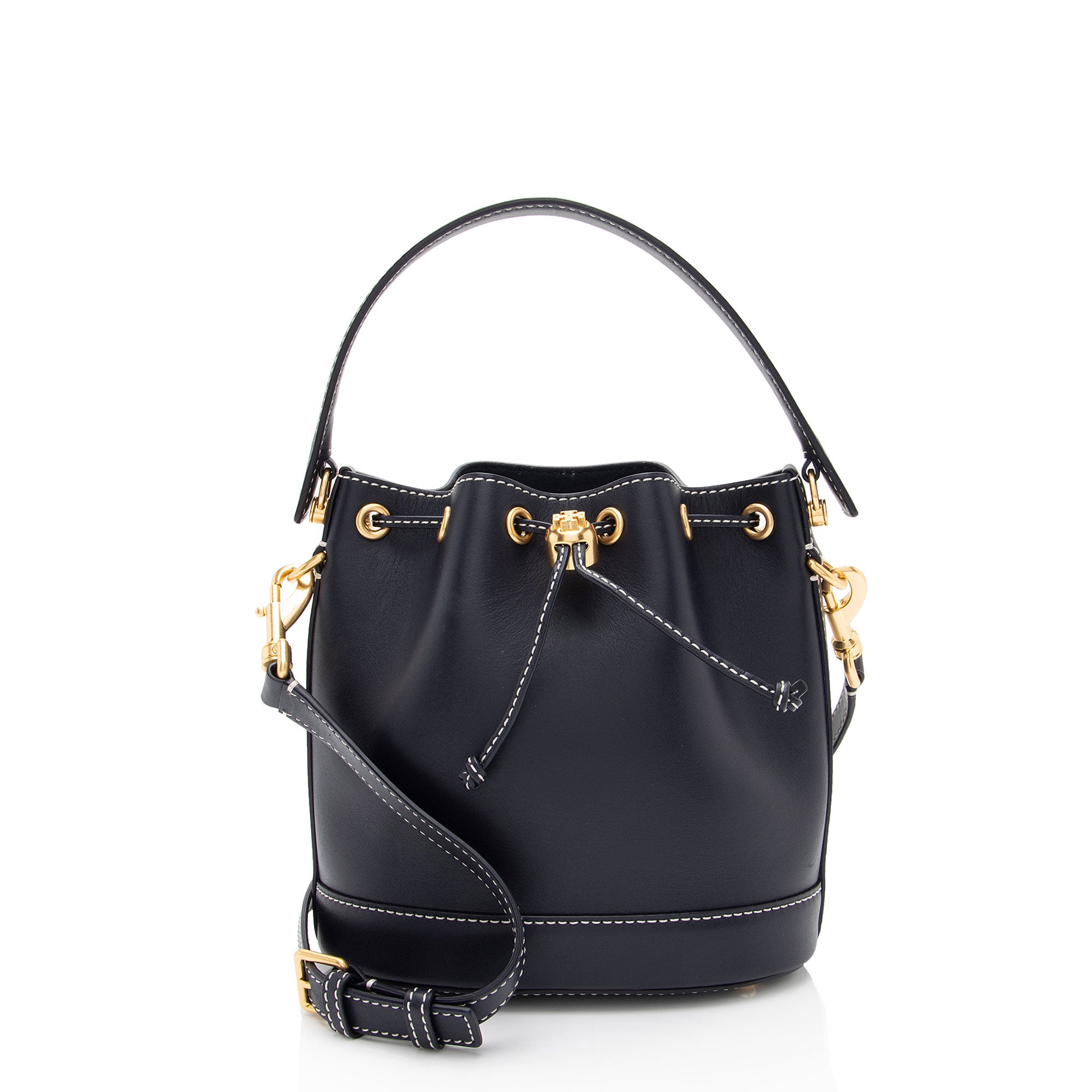 Tory Burch Leather Small Bucket Bag (SHF-1fmpNy)