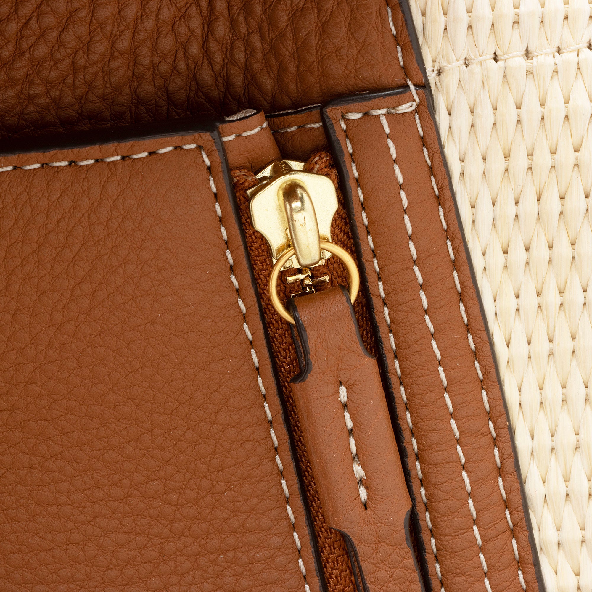 Tory Burch Leather Raffia Half Moon Medium Satchel