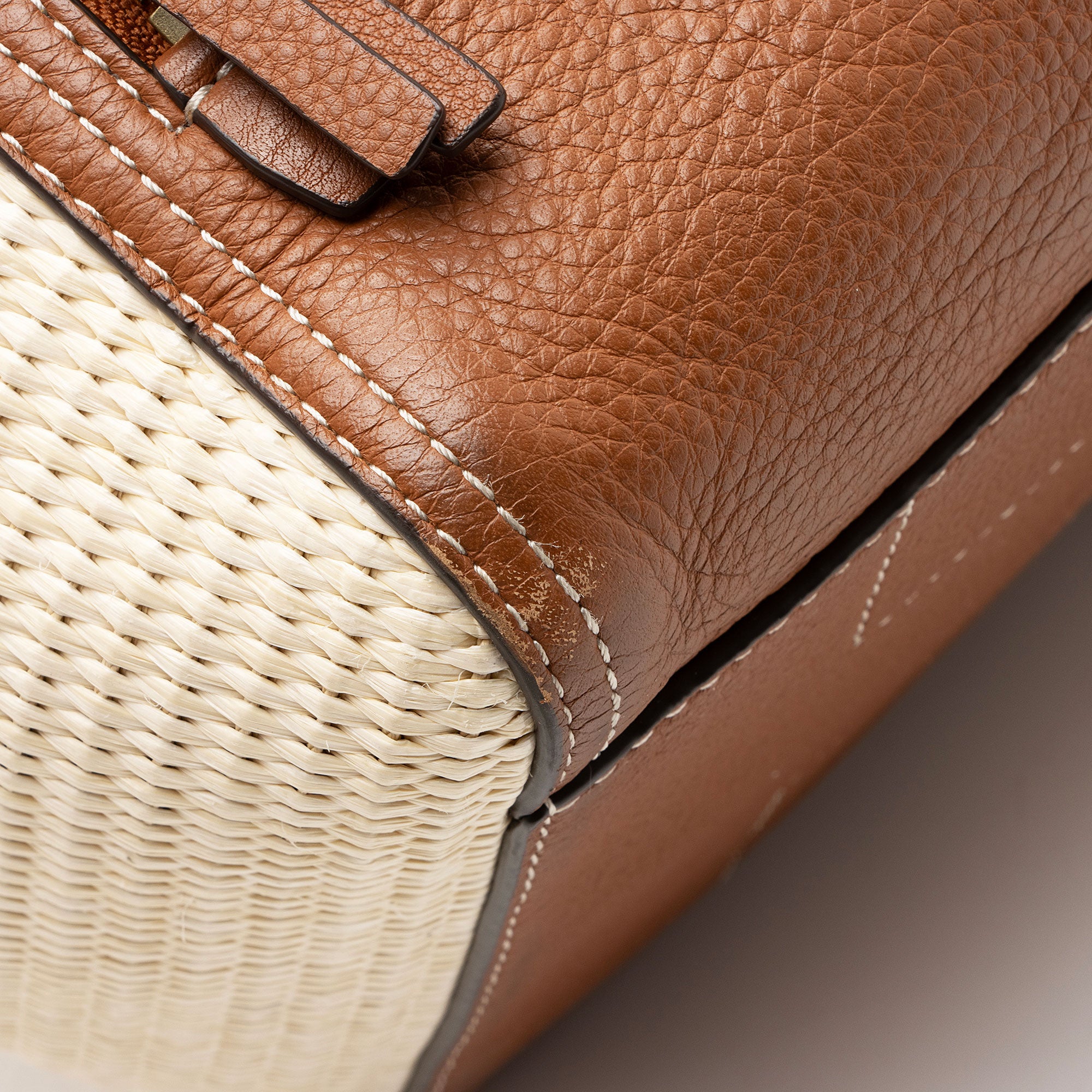 Tory Burch Leather Raffia Half Moon Medium Satchel