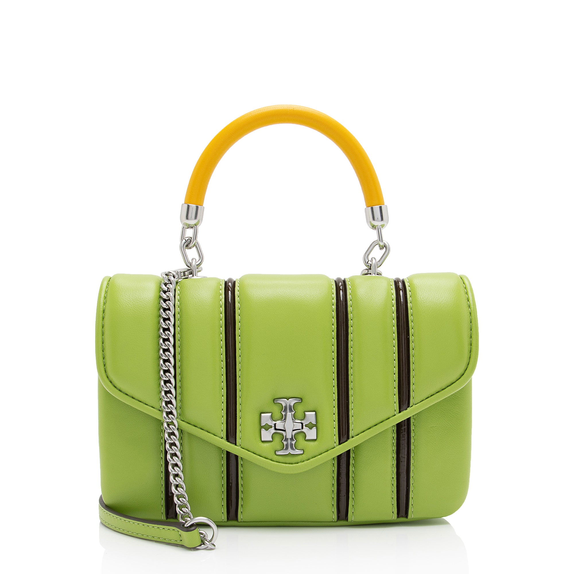 Tory Burch Leather Striped Kira Bombe Mini Top Handle Shoulder Bag (SHF-6fAaKC)