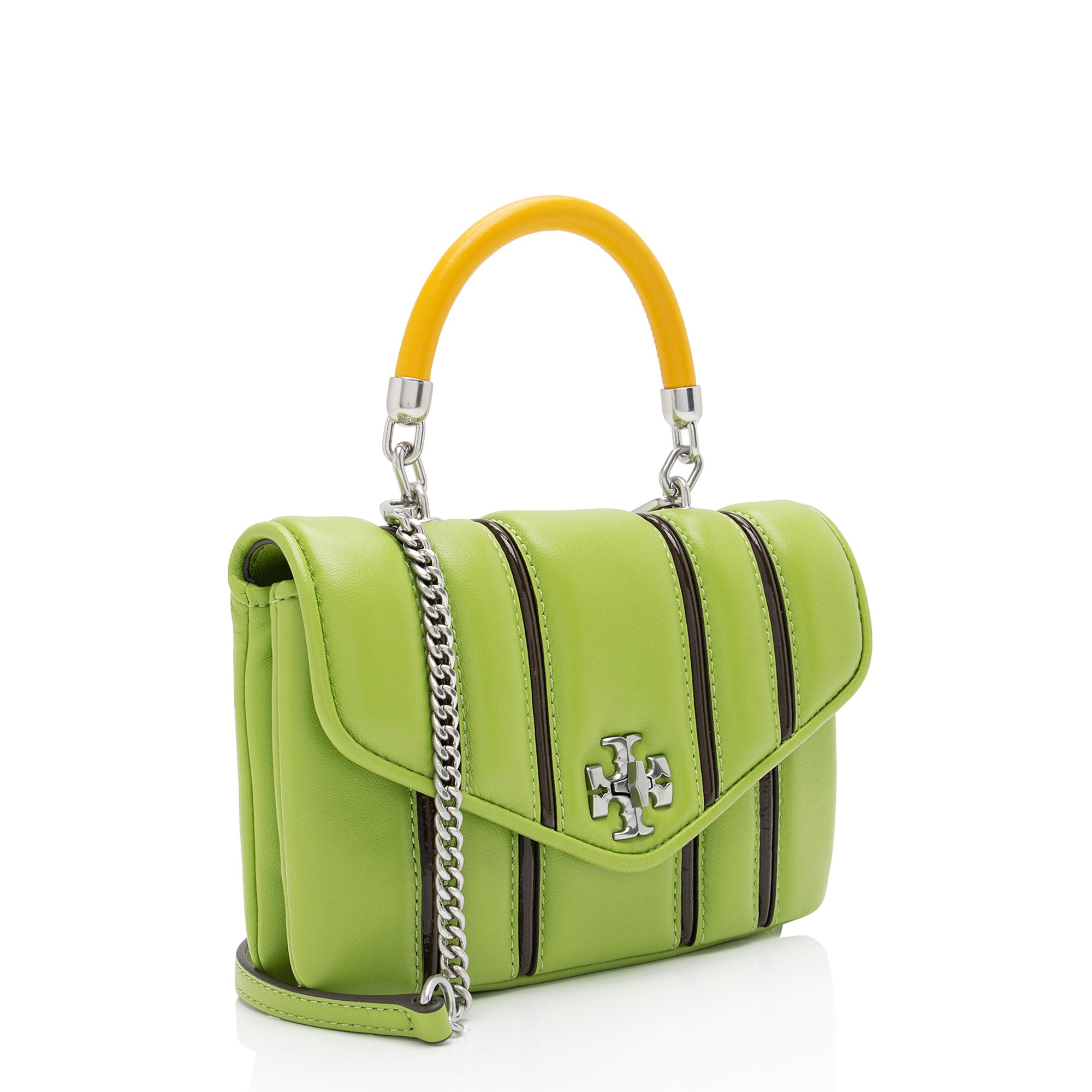 Tory Burch Leather Striped Kira Bombe Mini Top Handle Shoulder Bag (SHF-6fAaKC)