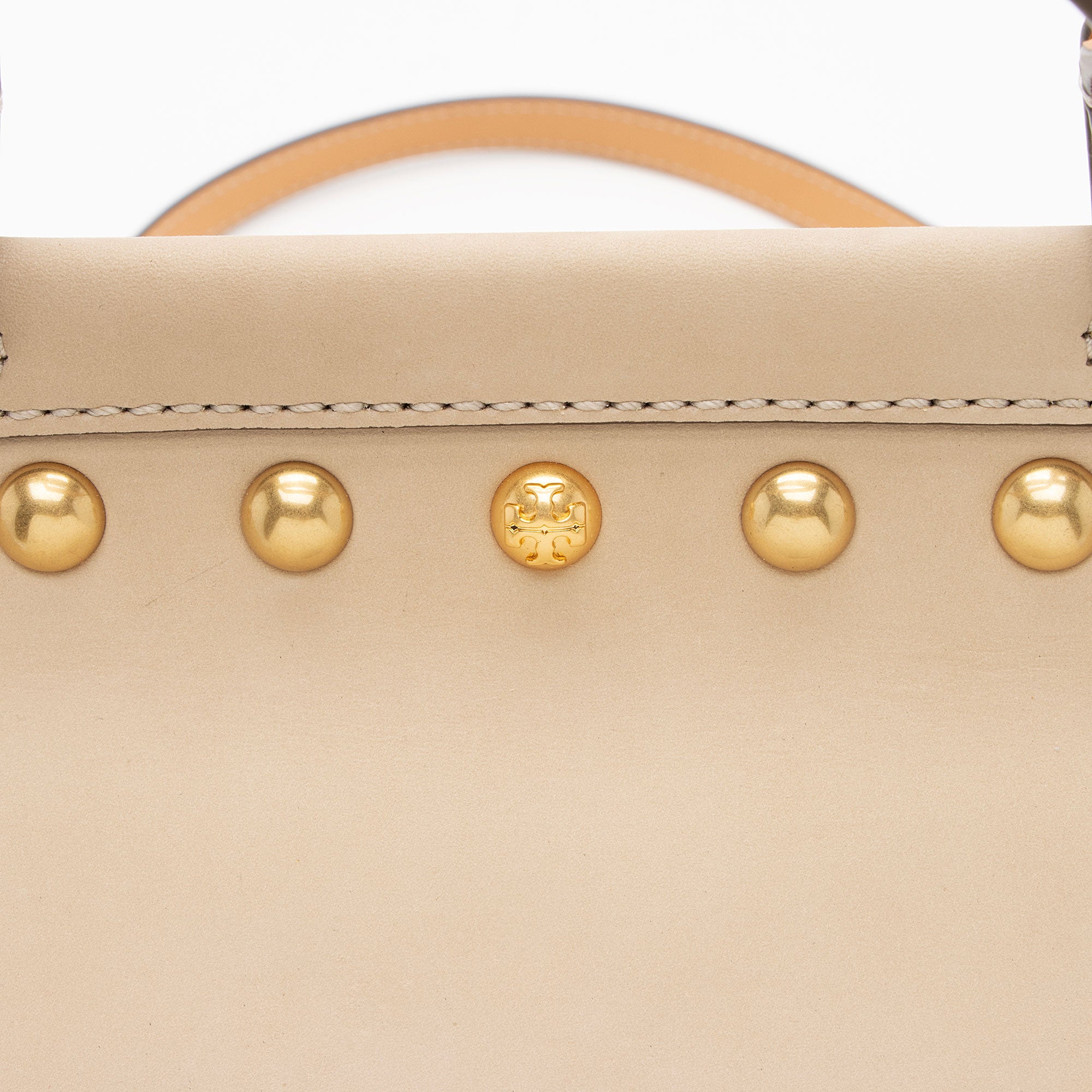 Tory Burch Leather Studded Block T Top Handle