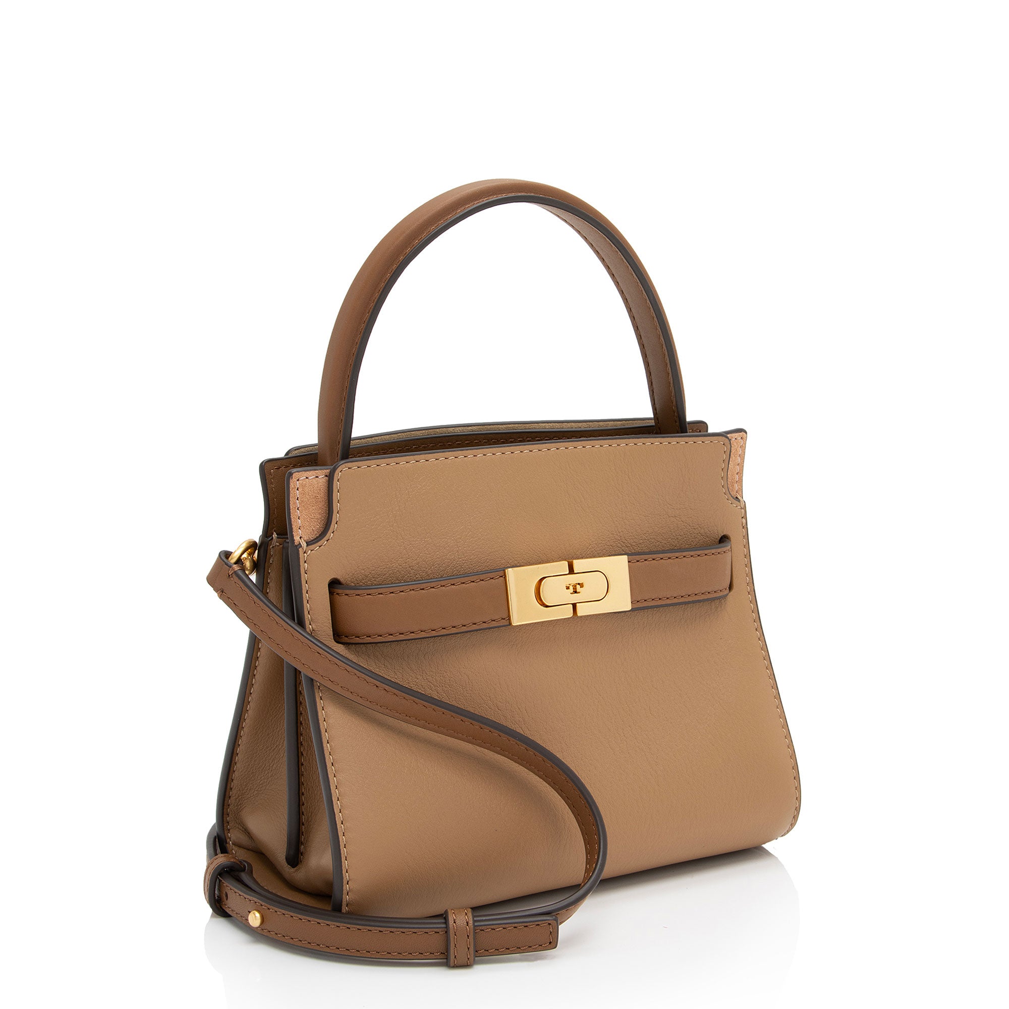 Tory Burch Lee Radziwill Leather Petite Double Satchel (SHF-KexE7Z)