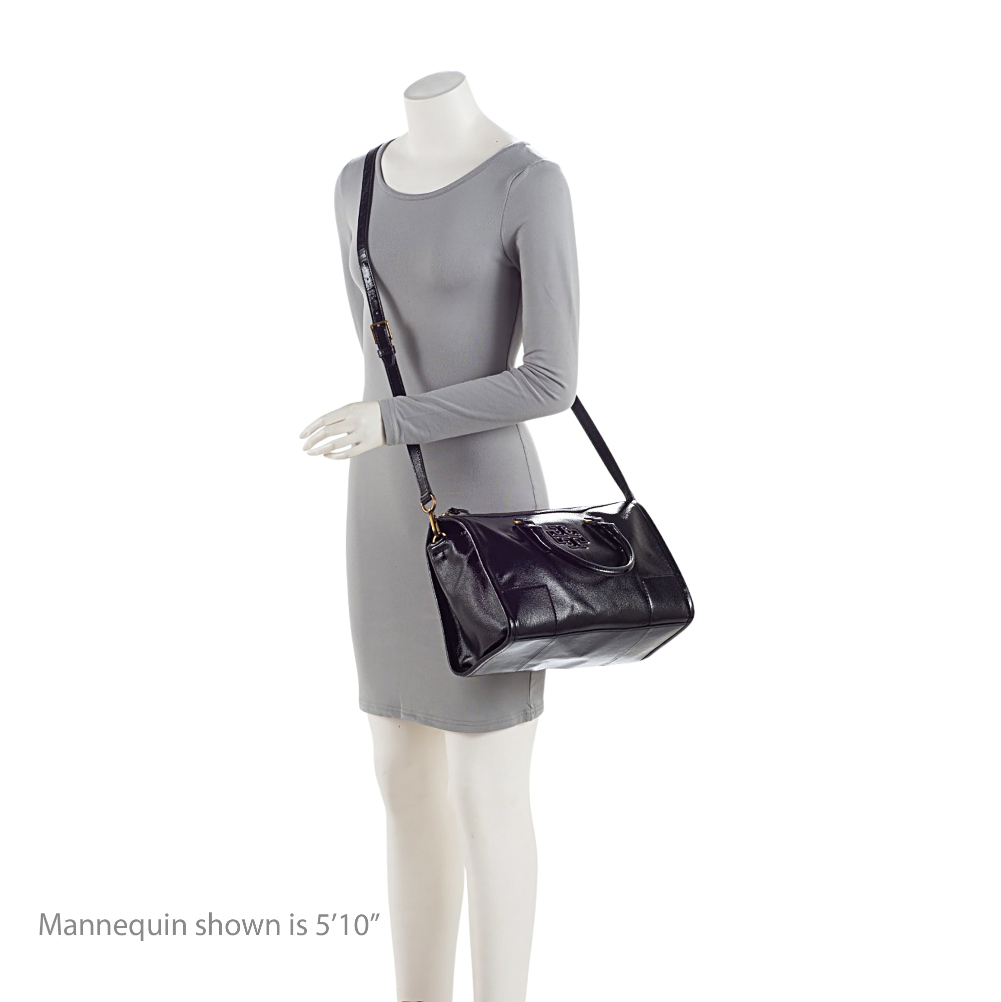 Tory Burch Patent Leather Britten Medium Boston Bag (SHF-SCM5mw)