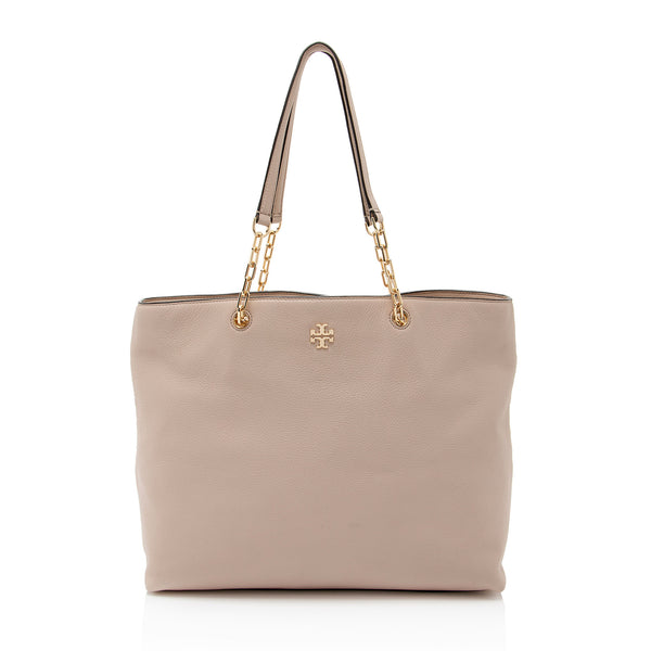 Tory Burch Pebbled Leather Chain Tote (SHF-wEFEm4)