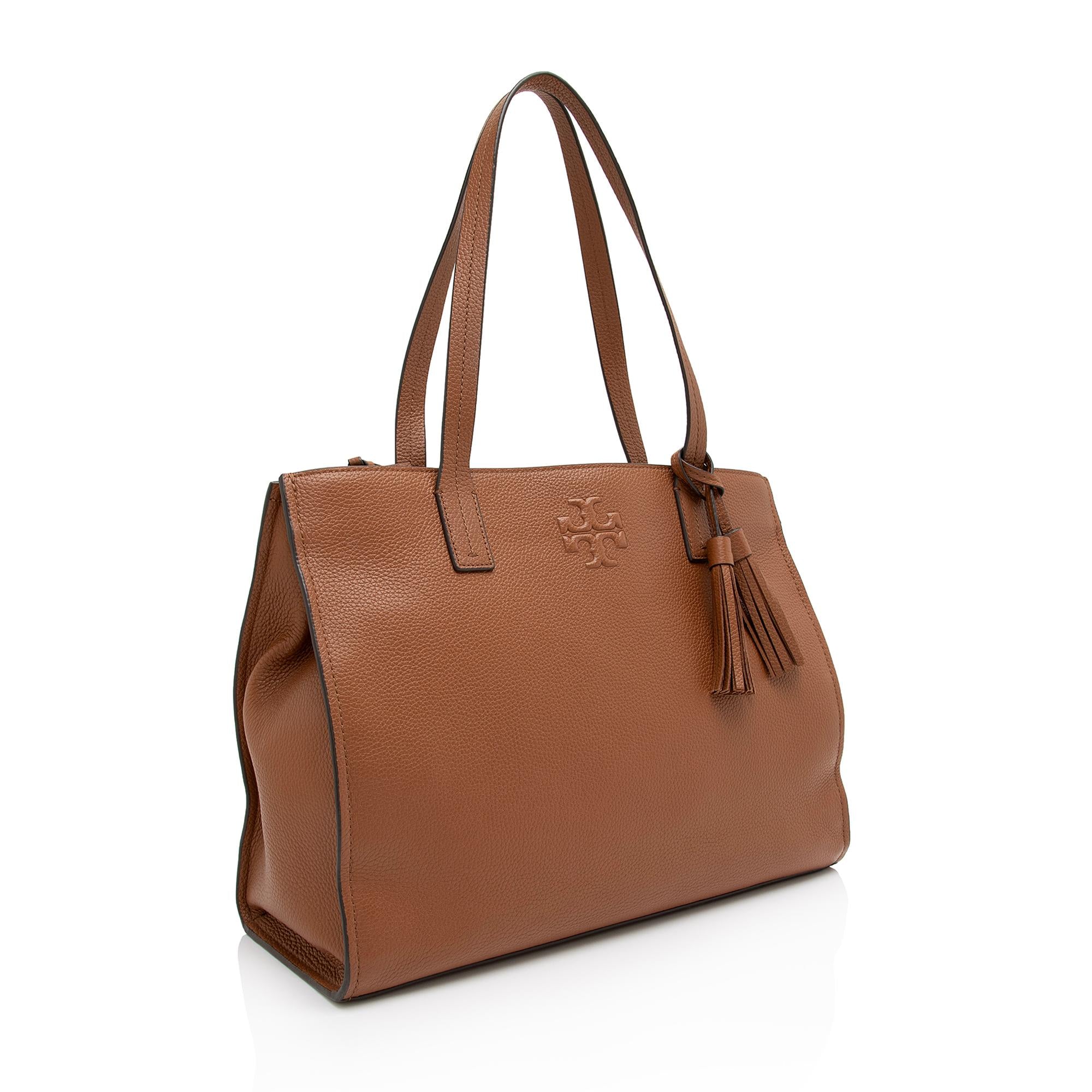 Tory Burch Pebbled Leather Thea Tassel Large Tote (SHF-XpGwbc)