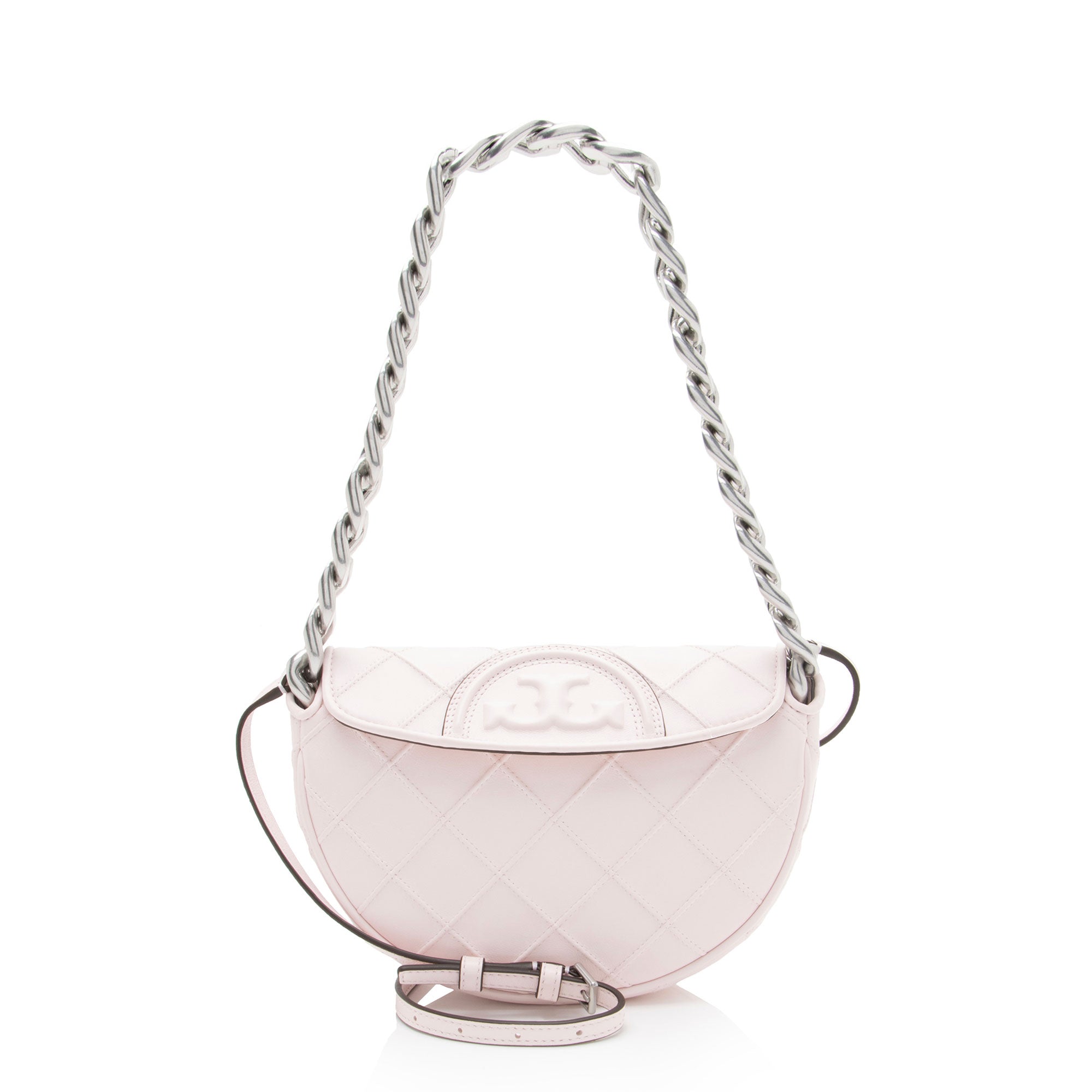 Tory Burch Quilted Leather Fleming Crescent Mini Shoulder Bag