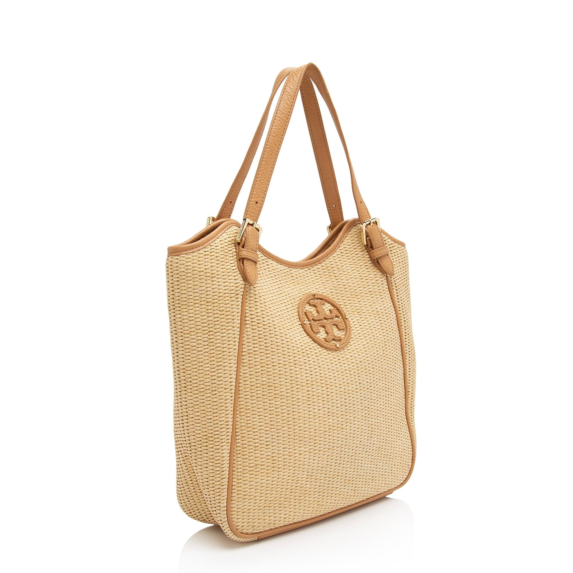 Tory Burch Raffia Leather Slouchy Tote (SHF-UewUdN)