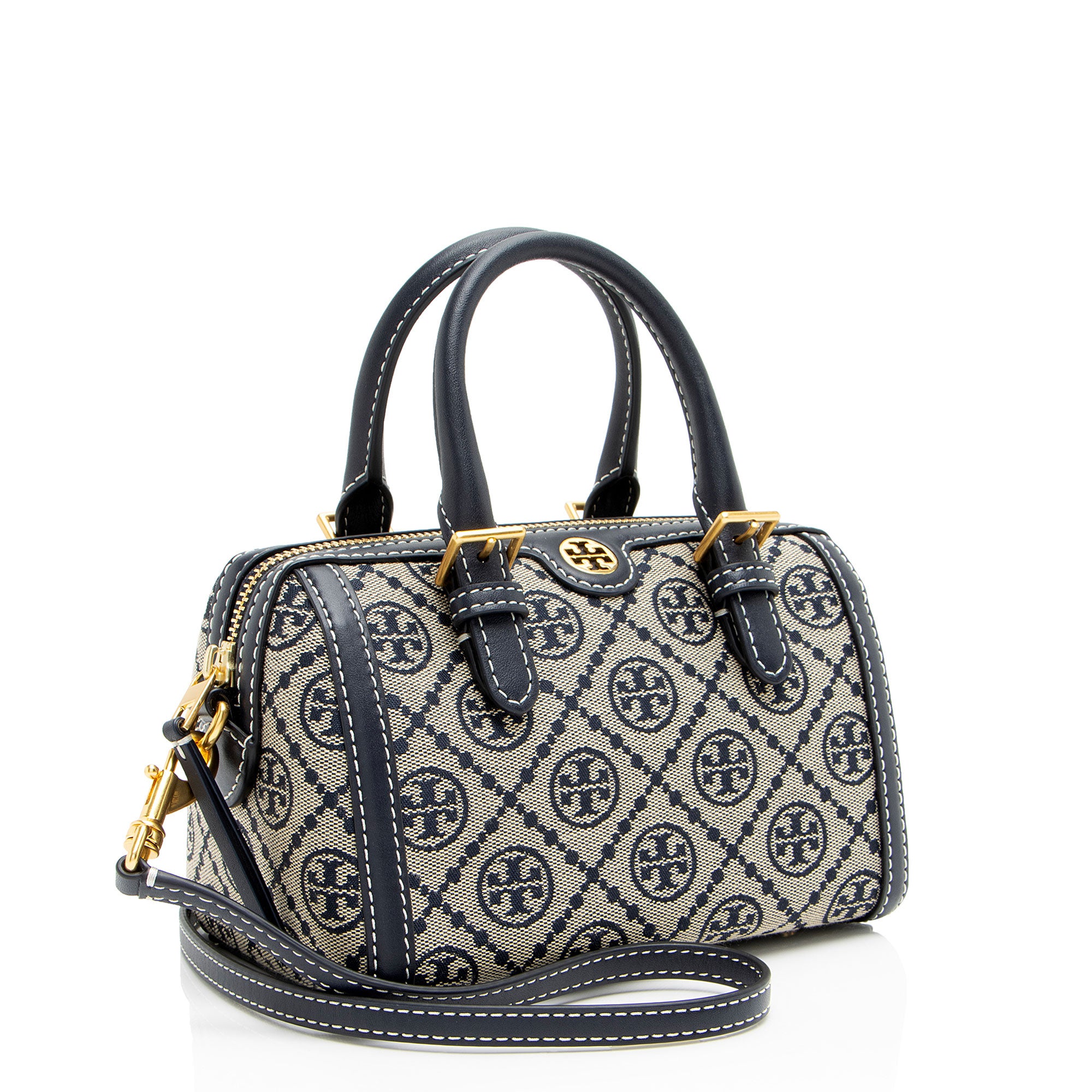 Tory Burch T Monogram Canvas Barrel Mini Satchel