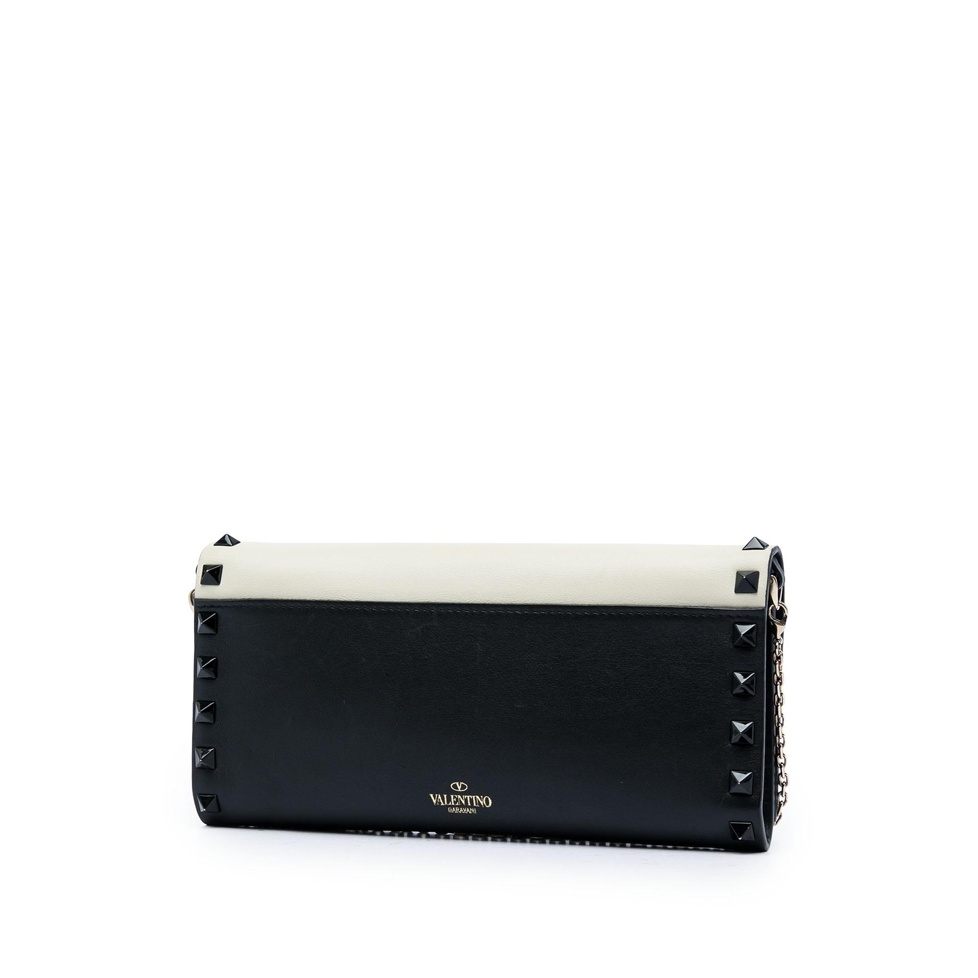 Valentino Bicolor Leather Rockstud Wallet on Chain