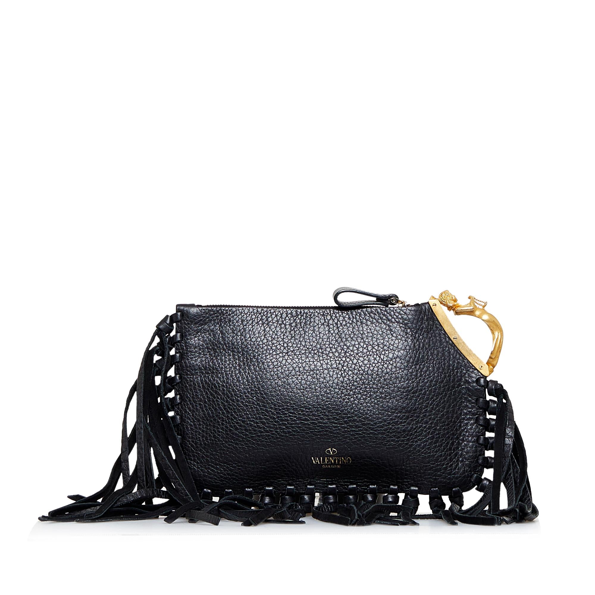 Valentino C-Rockee Fringe Clutch (SHG-dgYdeU)