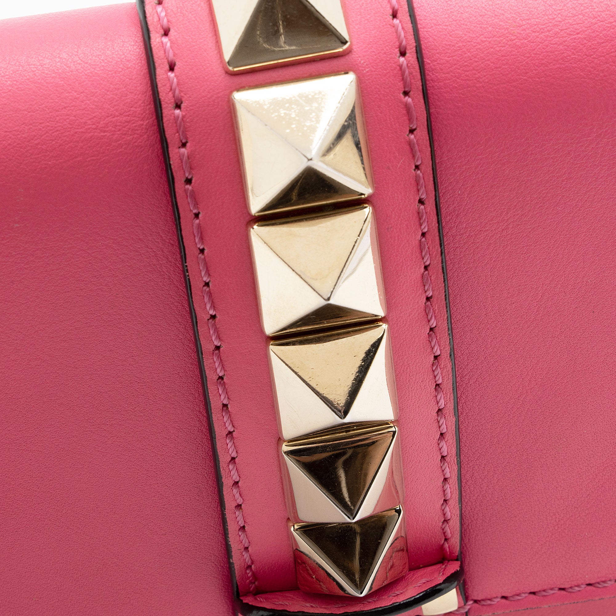 Valentino Calfskin Glam Lock Medium Shoulder Bag