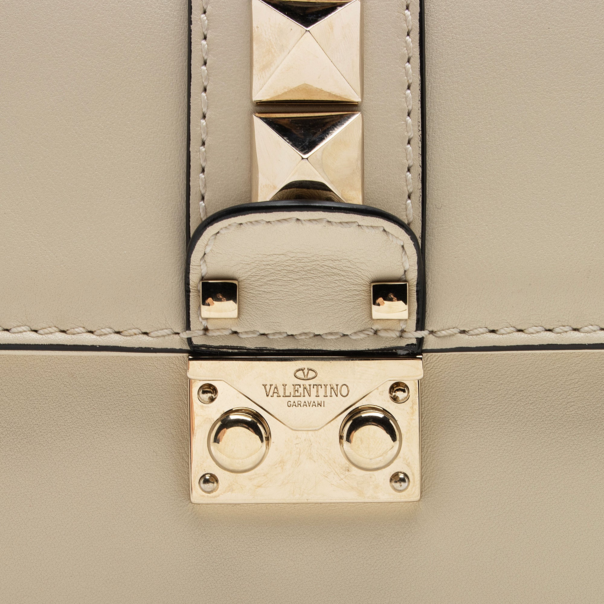 Valentino Calfskin Glam Lock Small Shoulder Bag (SHF-EgjKxt)