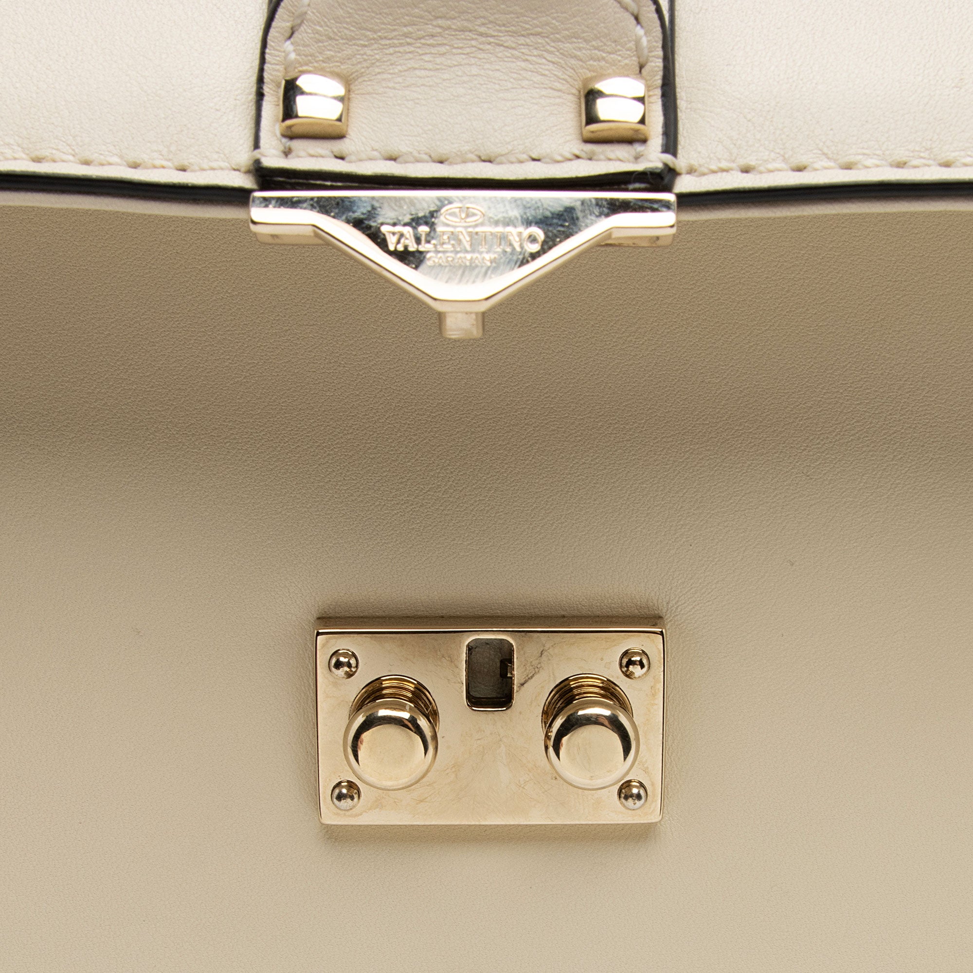 Valentino Calfskin Glam Lock Small Shoulder Bag (SHF-EgjKxt)