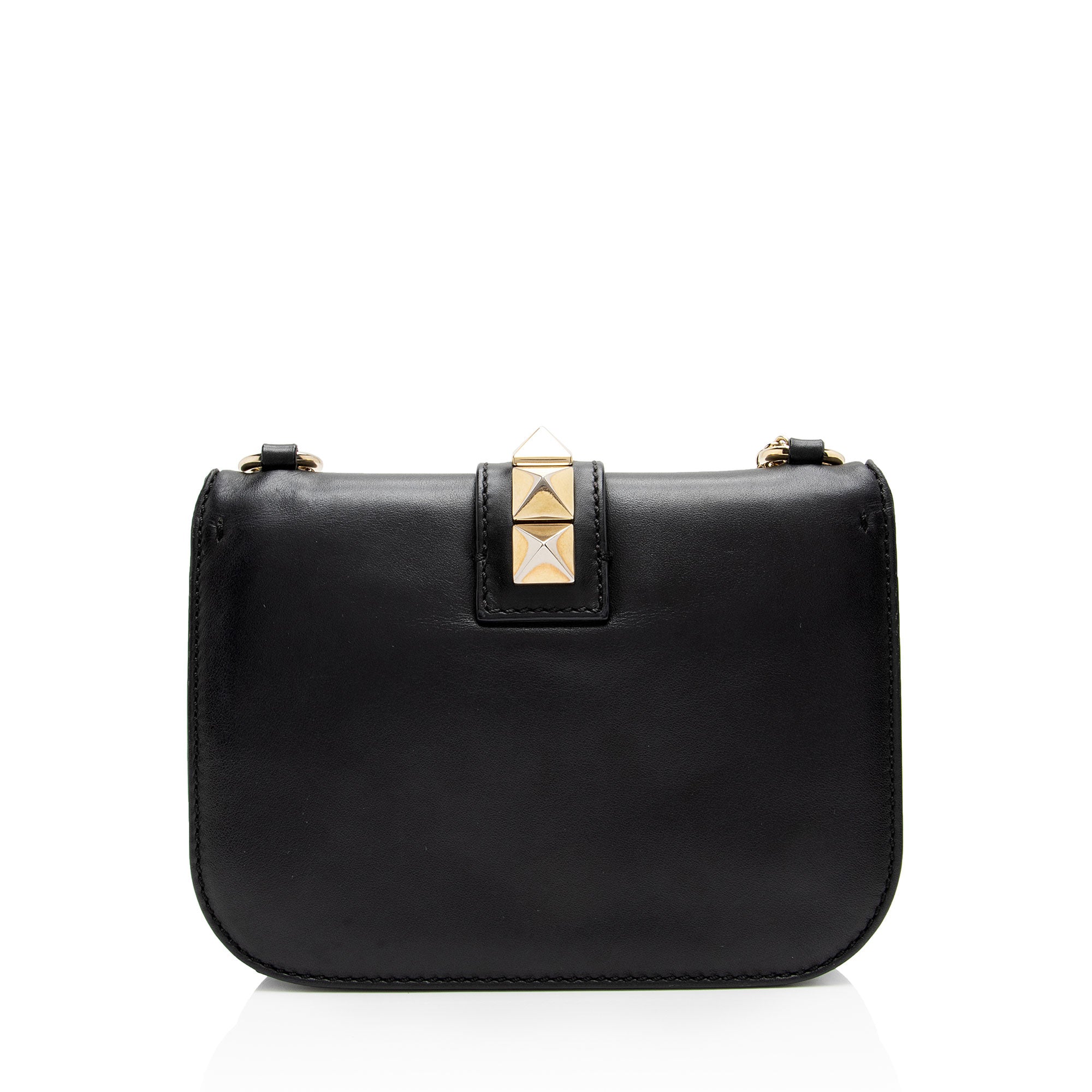 Valentino Calfskin Glam Lock Small Shoulder Bag (SHF-lIUmOS)
