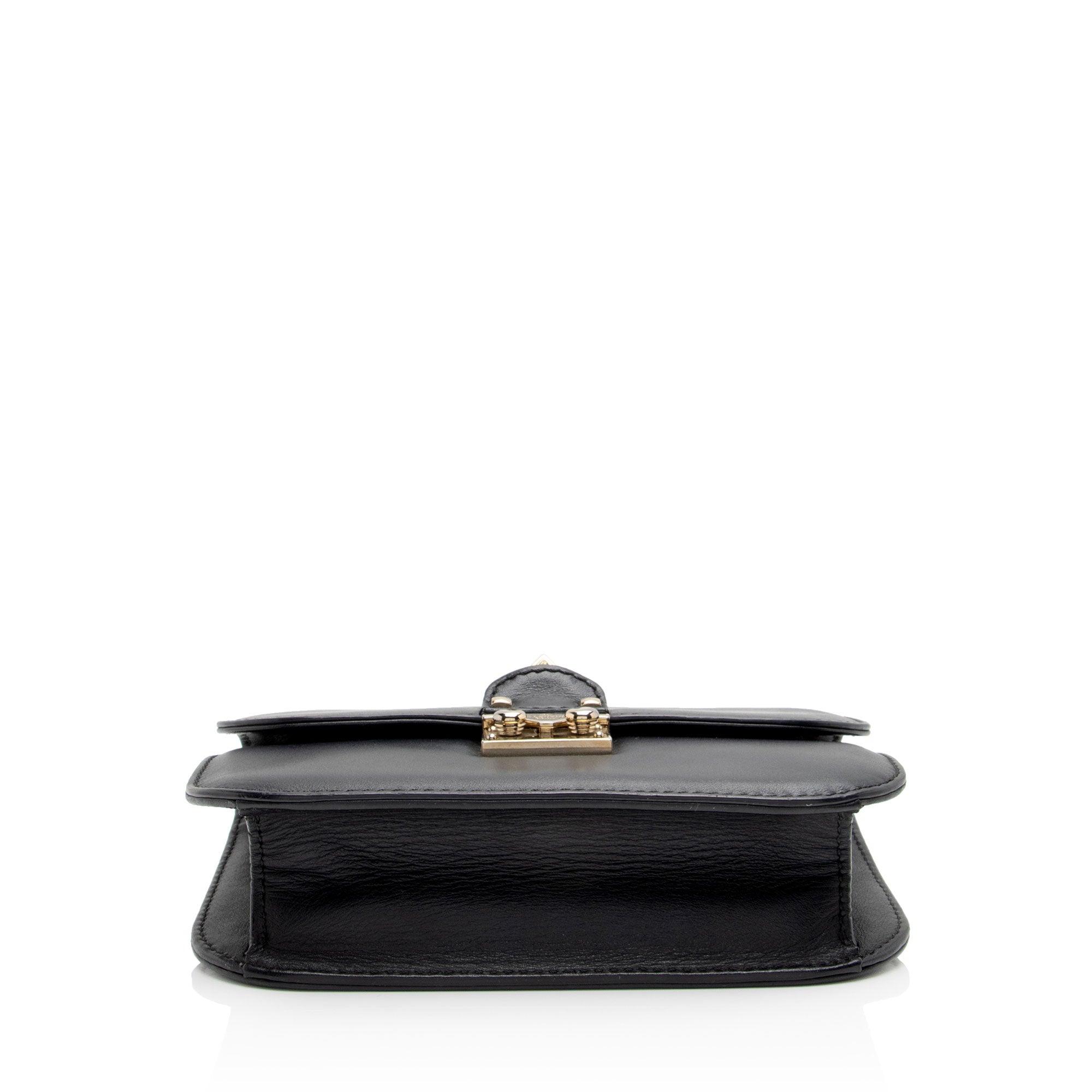 Valentino Calfskin Glam Lock Small Shoulder Bag (SHF-lIUmOS)