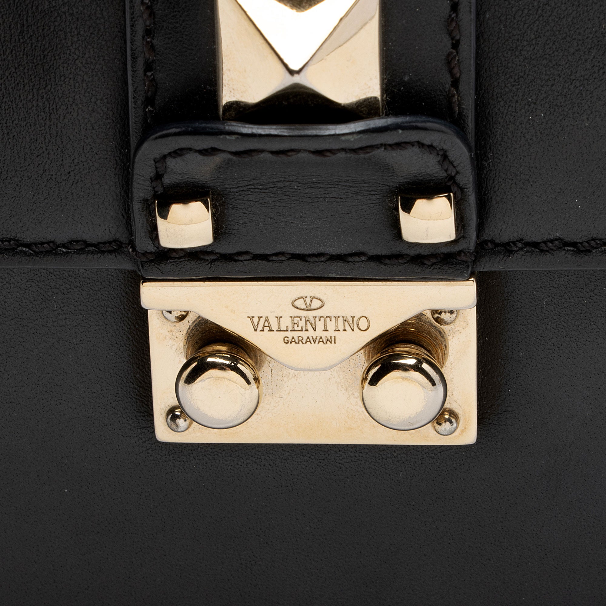 Valentino Calfskin Glam Lock Small Shoulder Bag (SHF-lIUmOS)