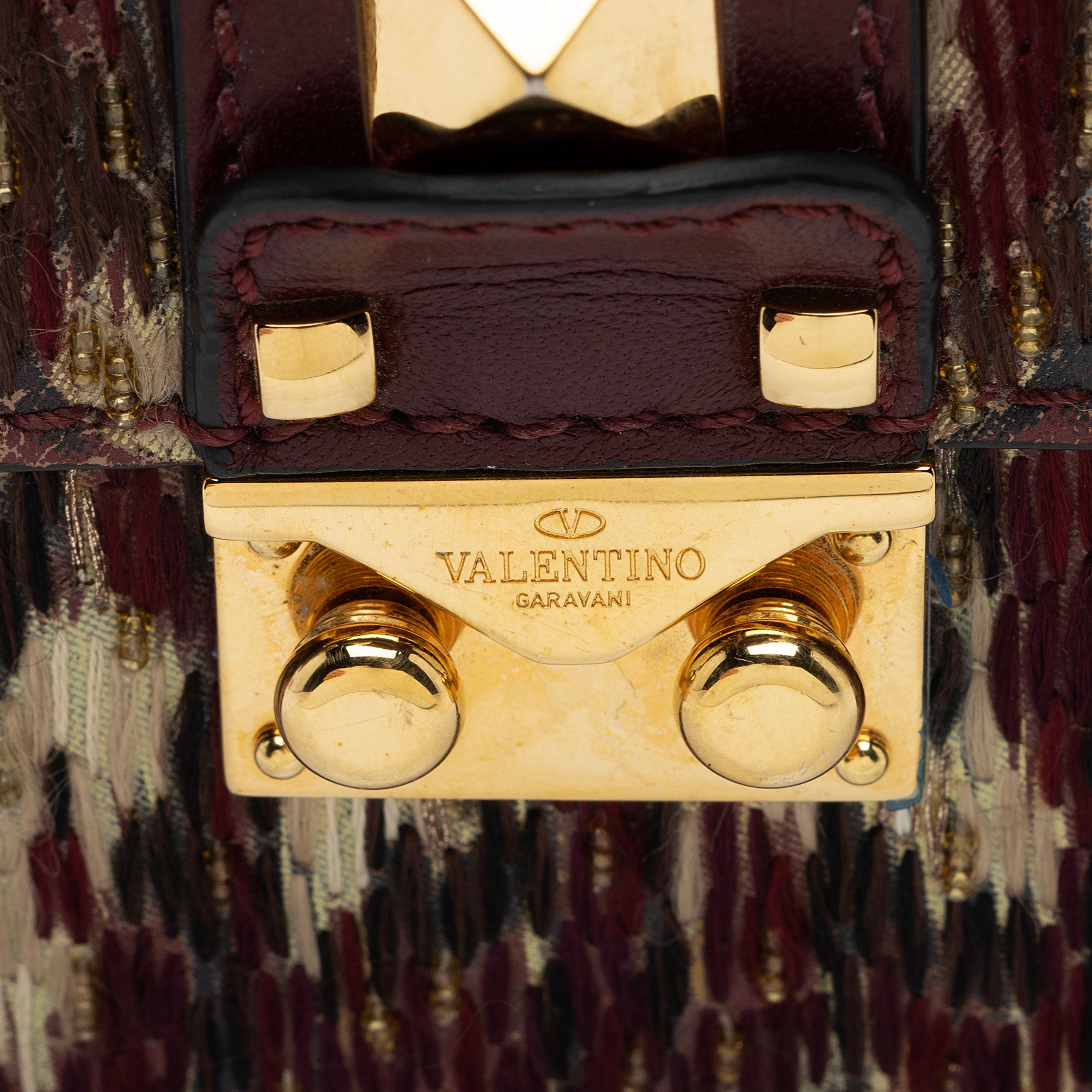 Valentino Calfskin Painted Feathers Glam Lock Small Shoulder Bag (SHF-swe4xg)