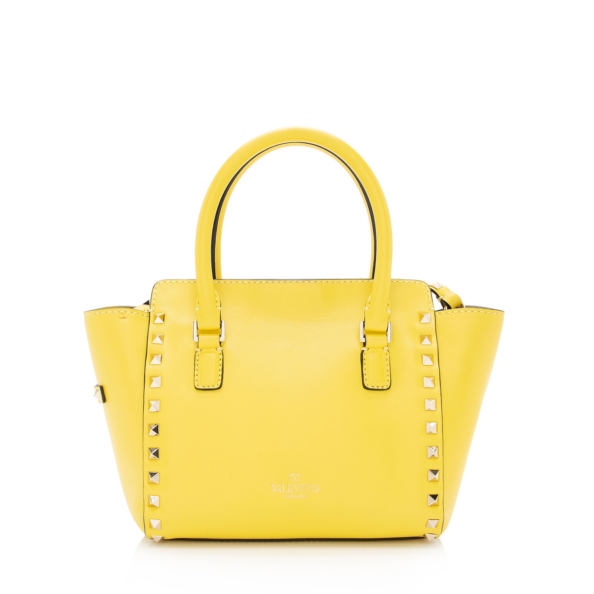 Valentino Calfskin Rockstud Double Handle Mini Tote (SHF-8c9L8s)