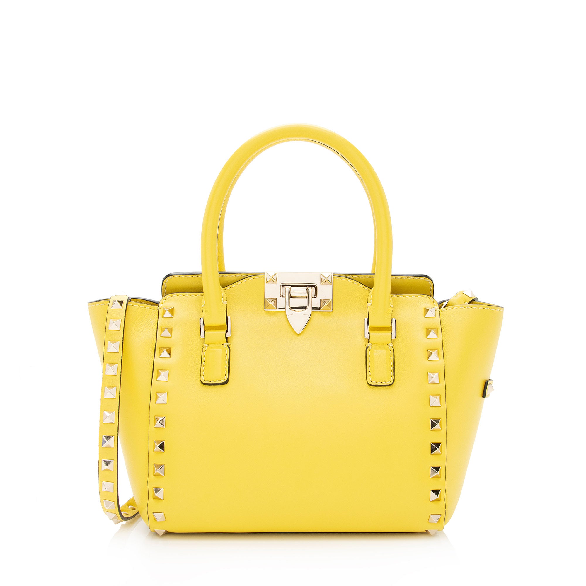 Valentino Calfskin Rockstud Double Handle Mini Tote (SHF-8c9L8s)