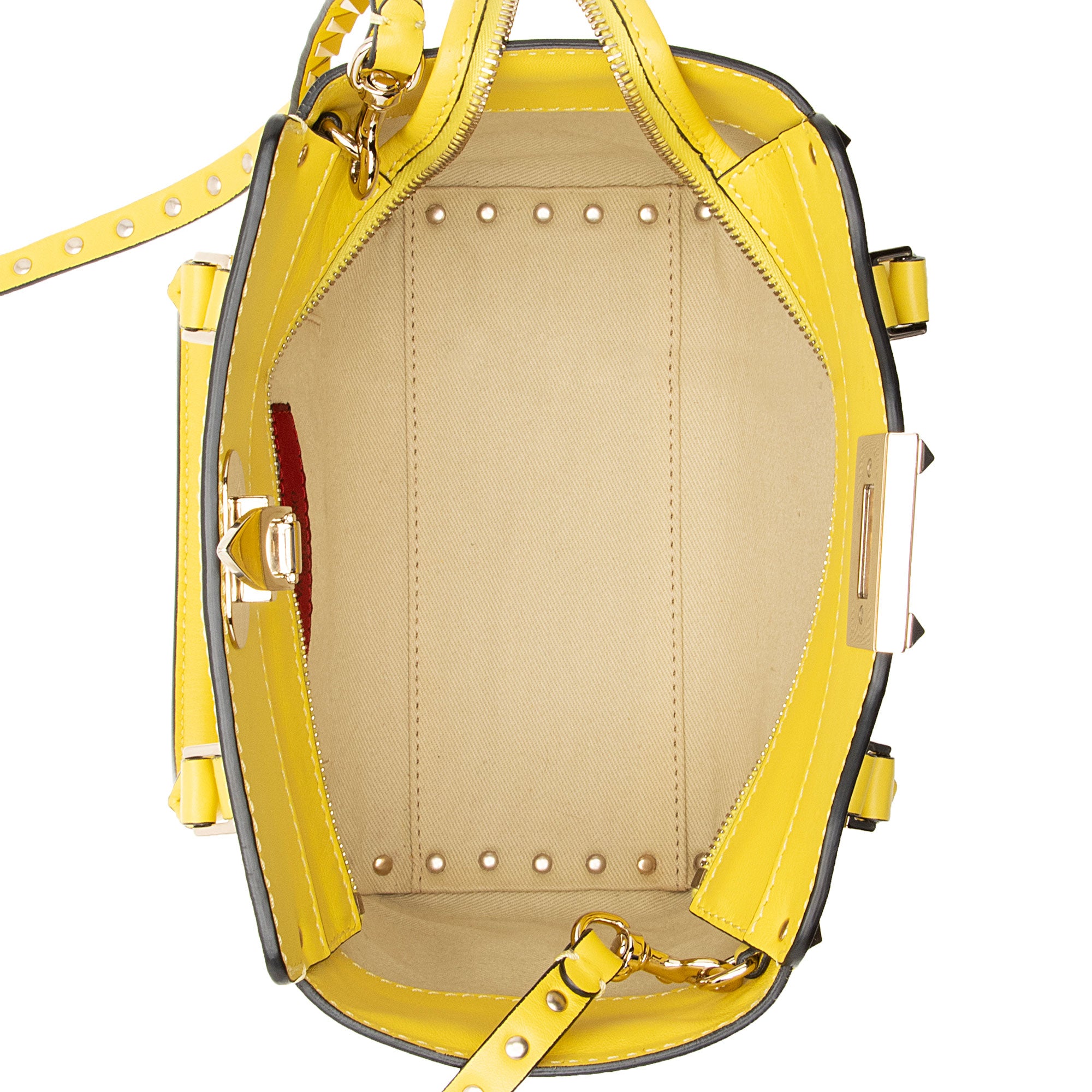 Valentino Calfskin Rockstud Double Handle Mini Tote (SHF-8c9L8s)