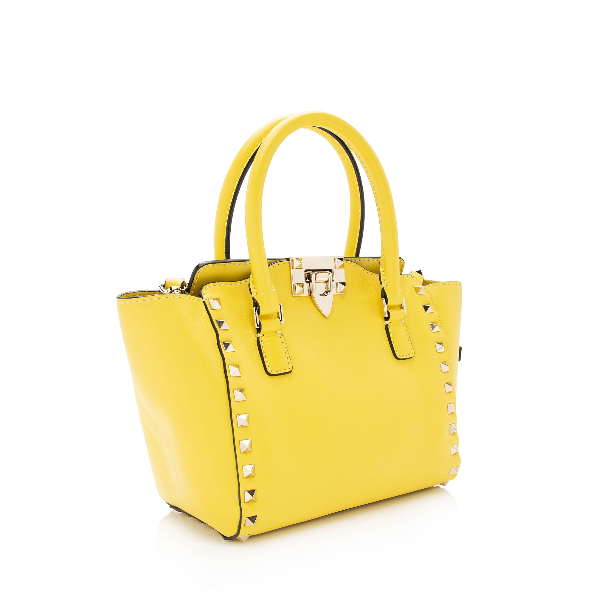 Valentino Calfskin Rockstud Double Handle Mini Tote (SHF-8c9L8s)