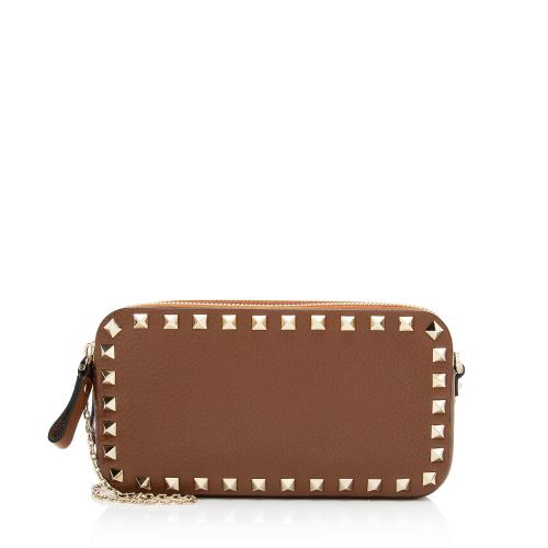 Valentino Calfskin Rockstud Double Zip Crossbody Bag (SHF-j0WRLW)