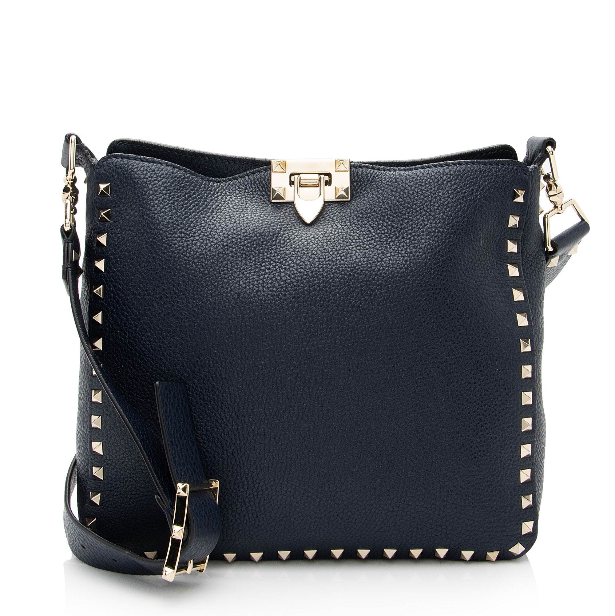 Valentino Calfskin Rockstud Small Messenger Bag (SHF-pObWhv)