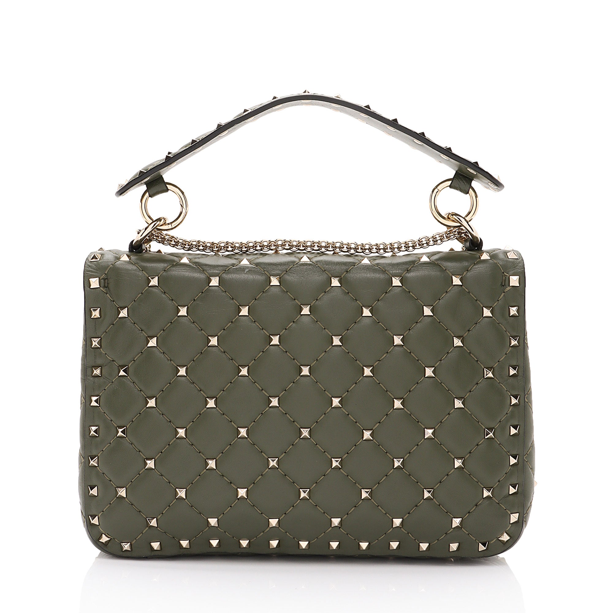 Valentino Calfskin Rockstud Spike Up Chain Shoulder Bag (SHF-a2oPsZ)