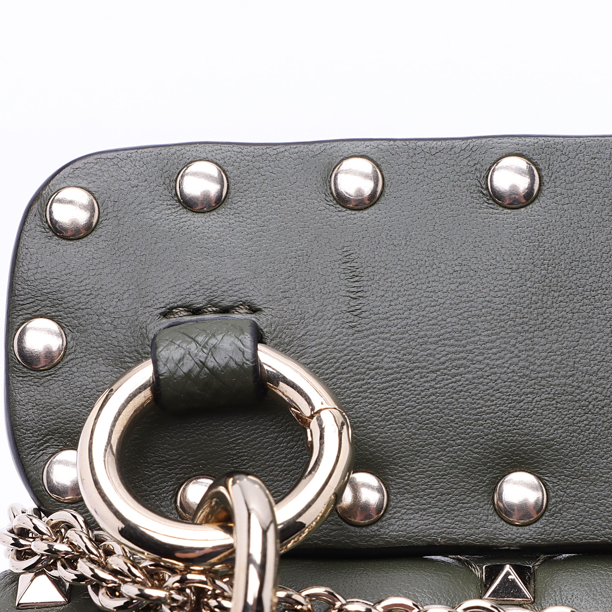 Valentino Calfskin Rockstud Spike Up Chain Shoulder Bag (SHF-a2oPsZ)