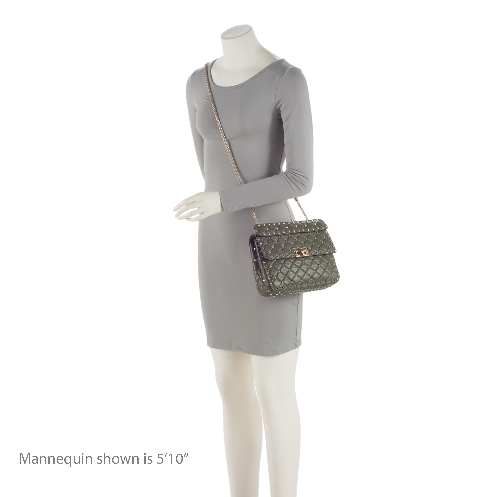 Valentino Calfskin Rockstud Spike Up Chain Shoulder Bag (SHF-a2oPsZ)