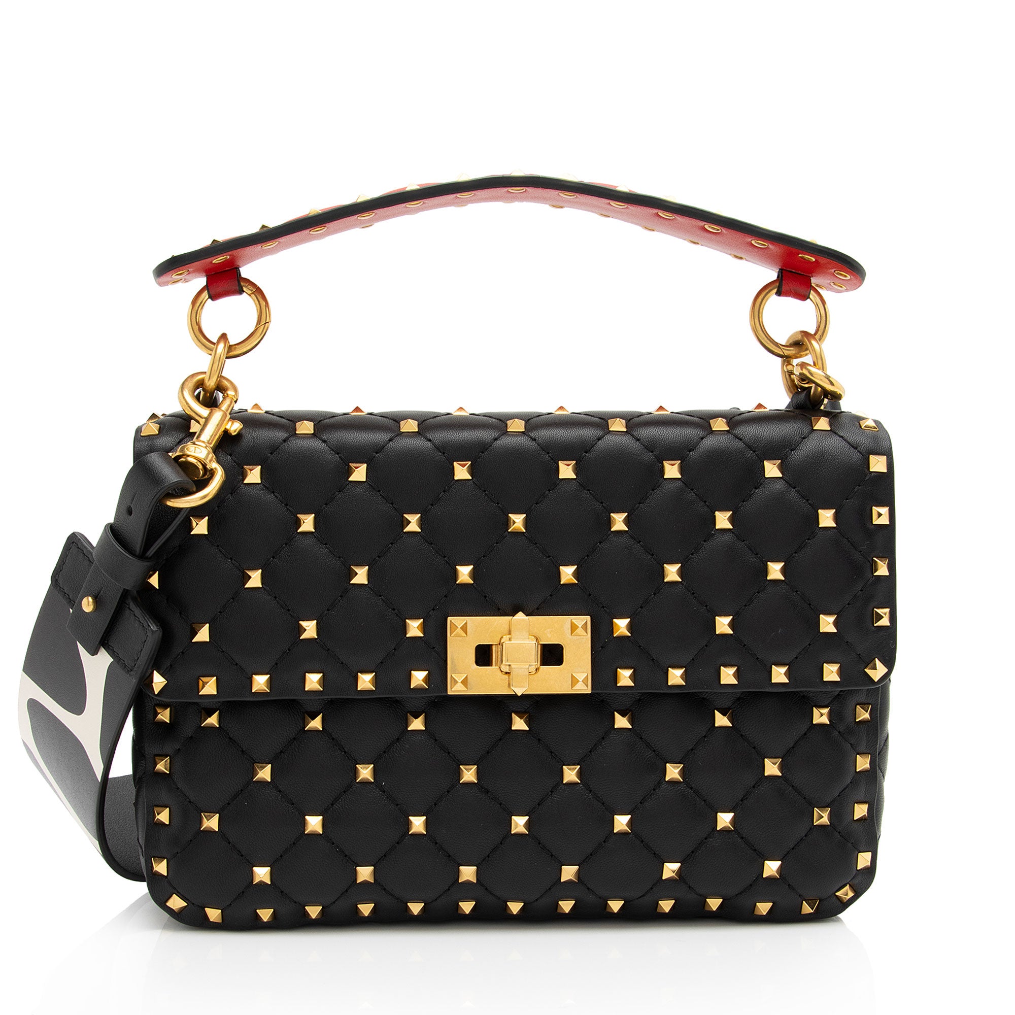 Valentino Calfskin Rockstud Spike Up Shoulder Bag (SHF-wWnaqz)